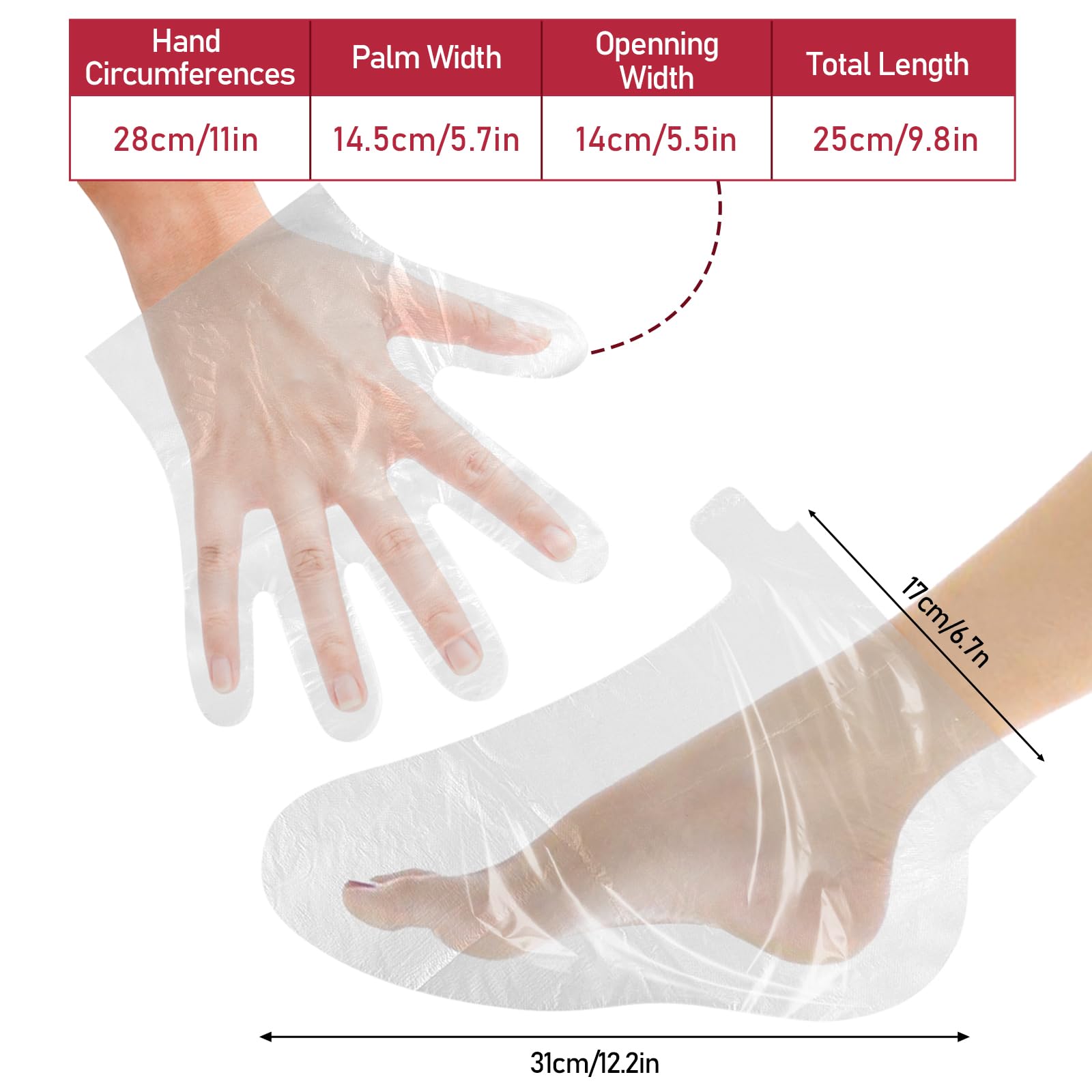 200 Pcs Paraffin Wax Liners For Feet And Hand, Disposable Paraffin Bath Liners Plastic Hand And Foot Bags For Hand & Feet Therma