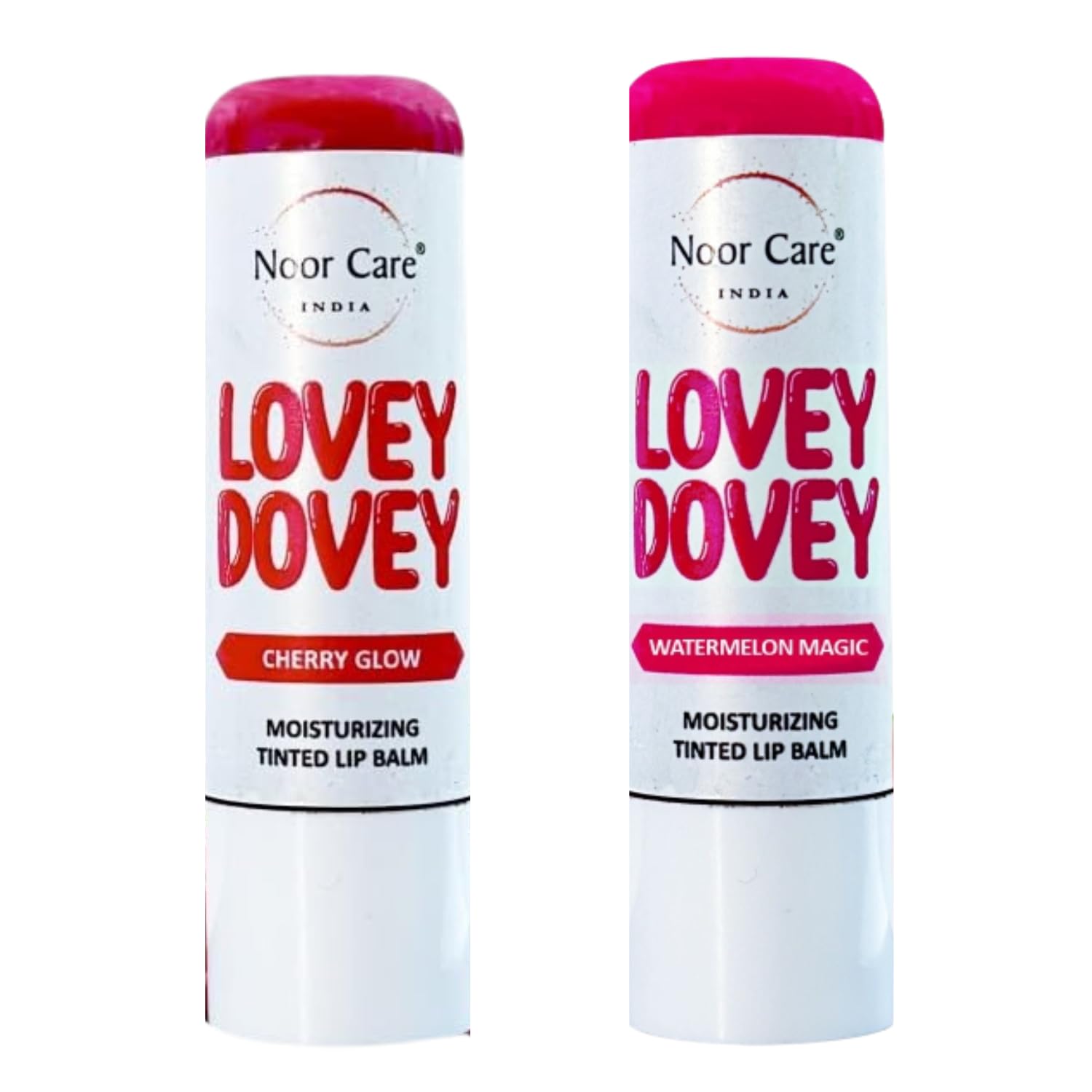 Noor Care Lovey Dovey Moisturizing Tinted Lip Balm With Spf 30 & Shea Butter | Net Content 4.2G (Pack Of 2, Cherry + Watermelon)