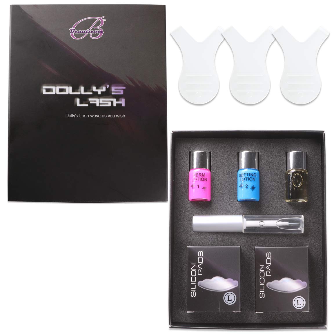 Dollys Lash Professional Eye Lash Wave Lotion Kit with 2 Boxes of LARGE Pads