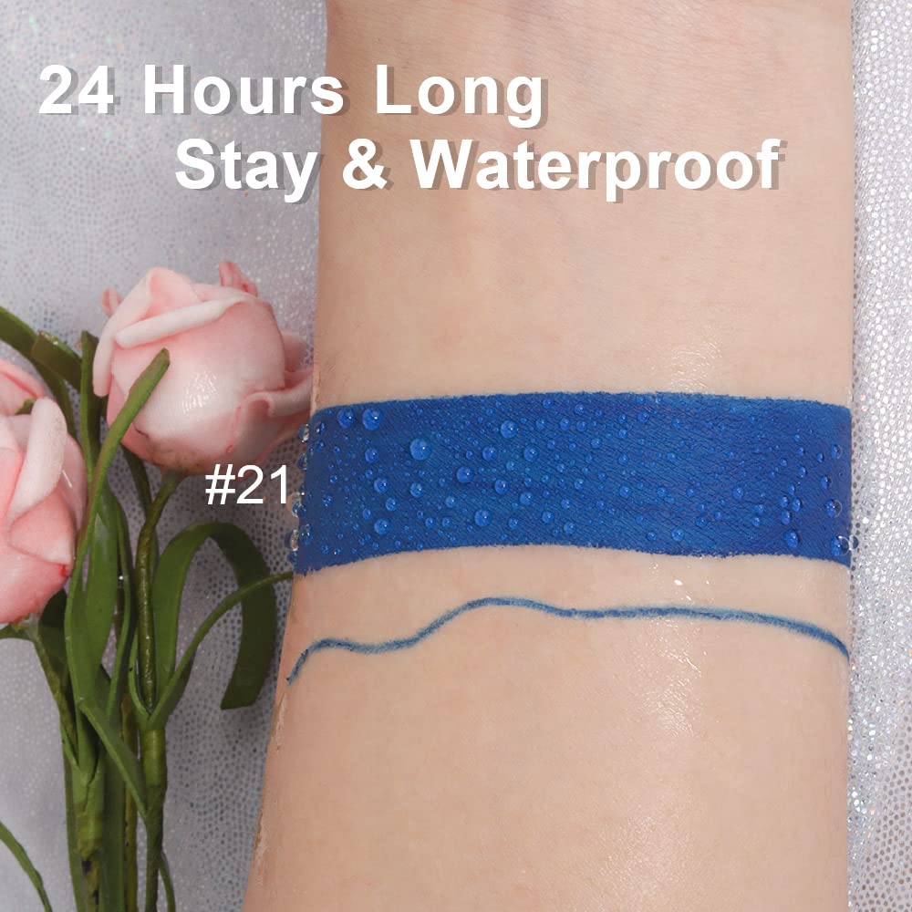 Evpct 2Pcs Royal Light Blue Matte Liquid Lipstick And Lip Liner Pencil Makeup Set Dnm Blue Lipstick 24H And With Lip Liner Set W