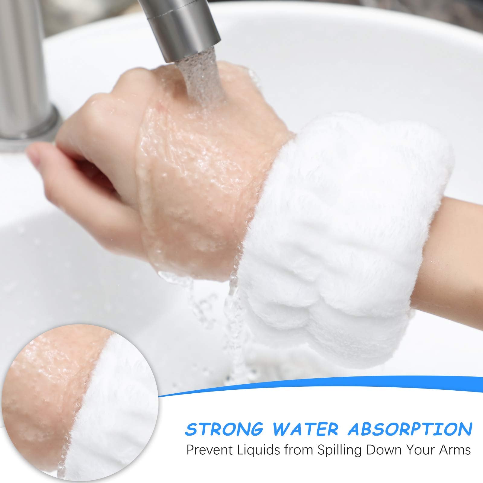 Chuangdi 9 Pcs Reusable Spa Headband Wrist Washband Face Wash Set Include 3 Microfiber Headband 6 Wrist Washband for Women Girls