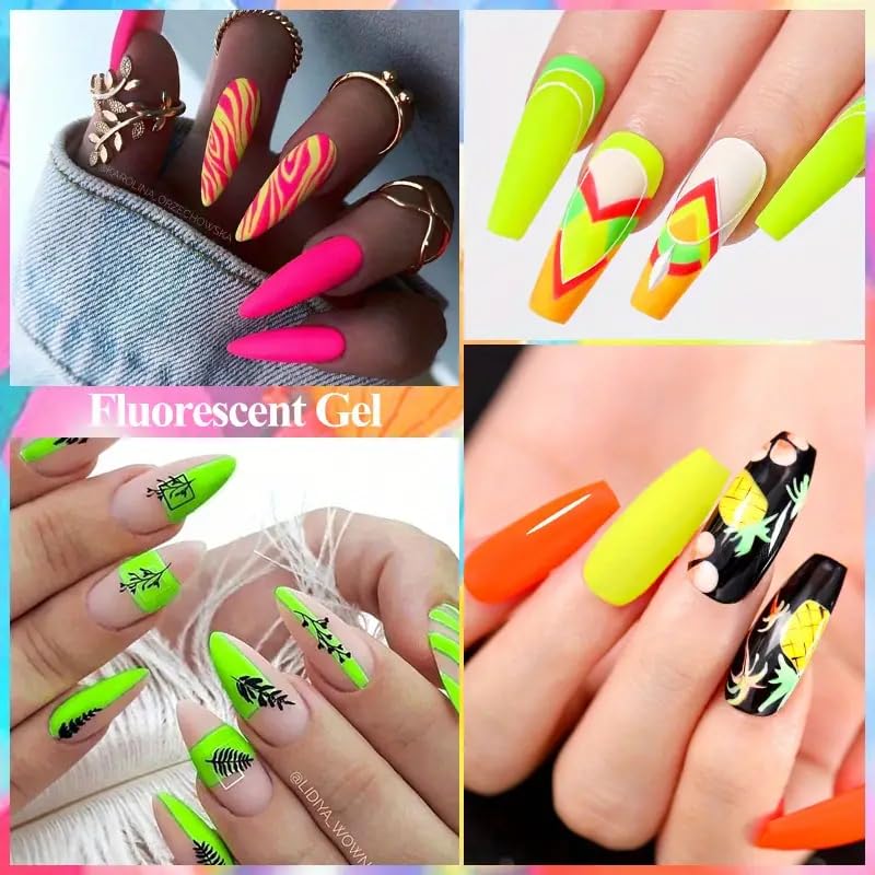 Meet Across Neon Gel Nail Polish Set, 8 Colors Hot Pink Orange Blue Yellow Green Purple Red Rose Summer Gel Nail Polish Kit Soak