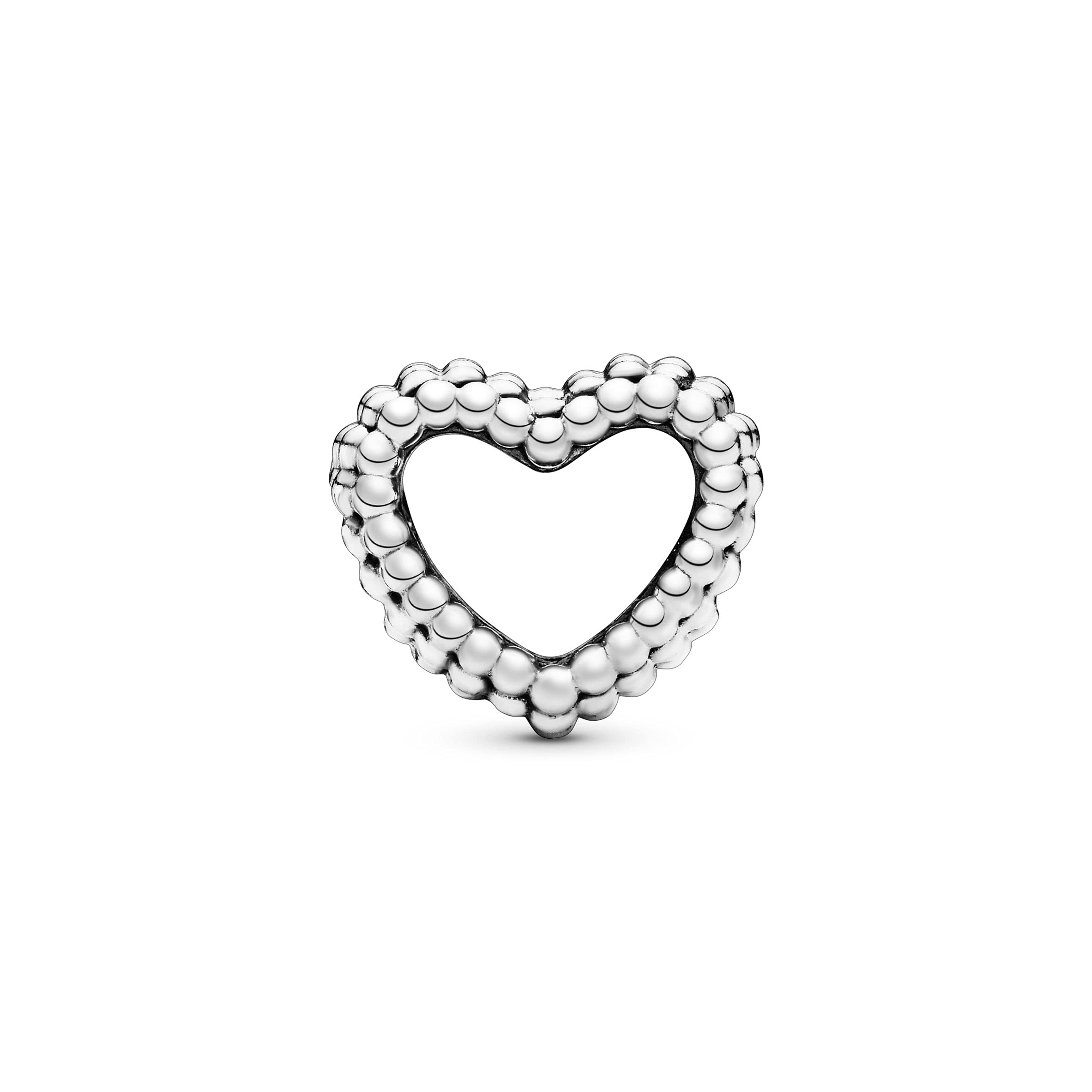 PANDORA Beaded Open Heart Charm - Sterling Silver Jewelry for Women - Model 797516 - One Size - Compatible with Moments Bracelets