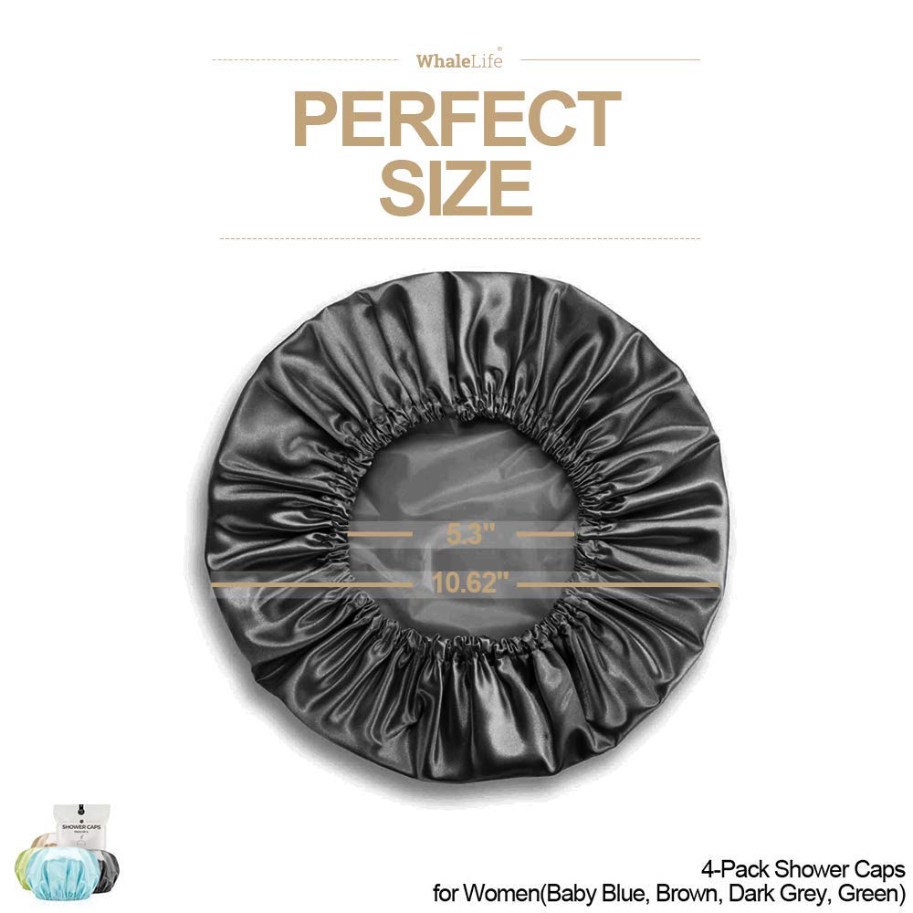 Shower Cap For Women Reusable Extra Large Shower Caps For Men Satin Double Layer Eva Waterproof Long Hair Caps(Baby Blue, Brown,