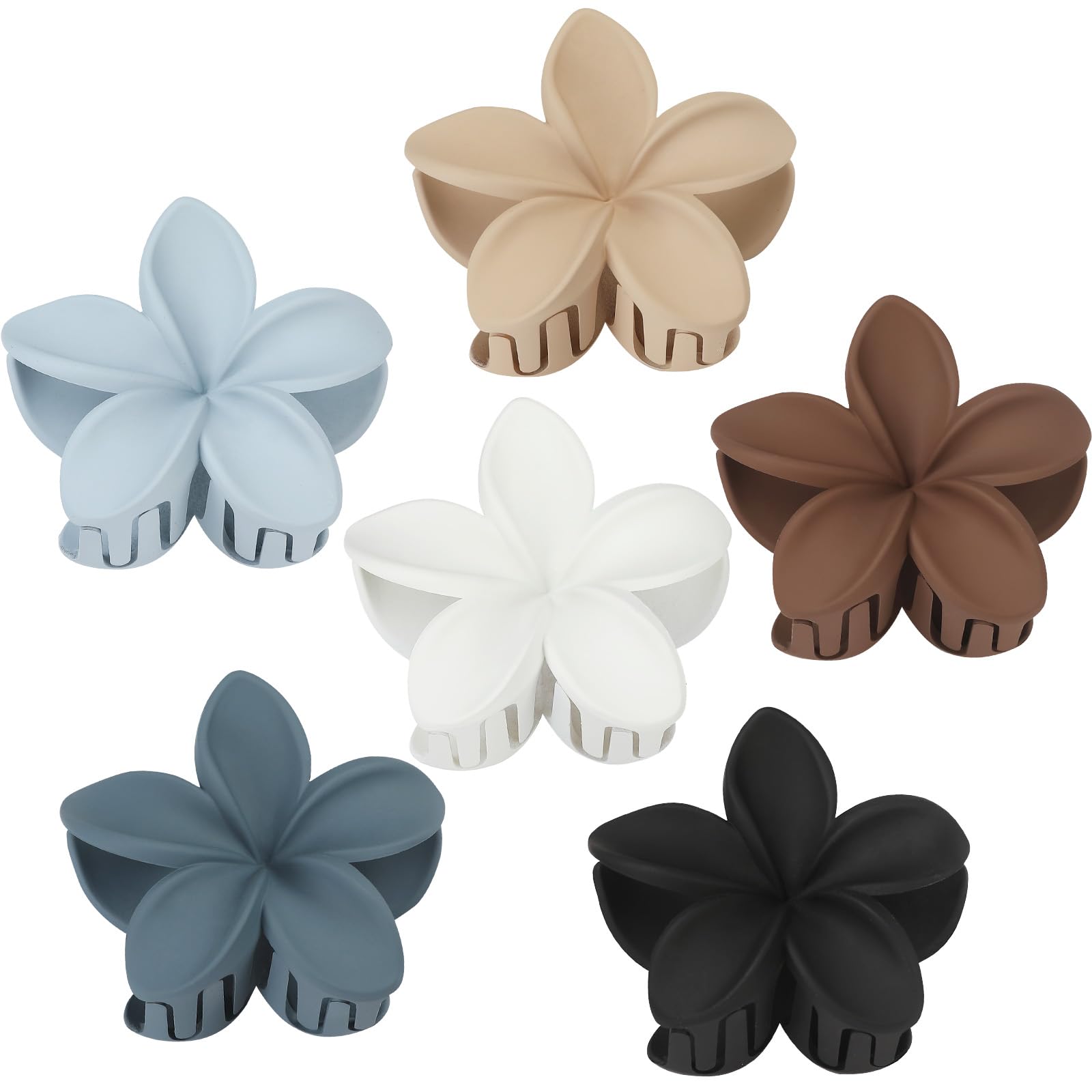Sisiaipu Flower Hair Claw Clips 6 Pcs Large Claw Clips for Thick Hair Hawaiian Flower Hair Clips Plumeria Claw Clips for Thin Ha