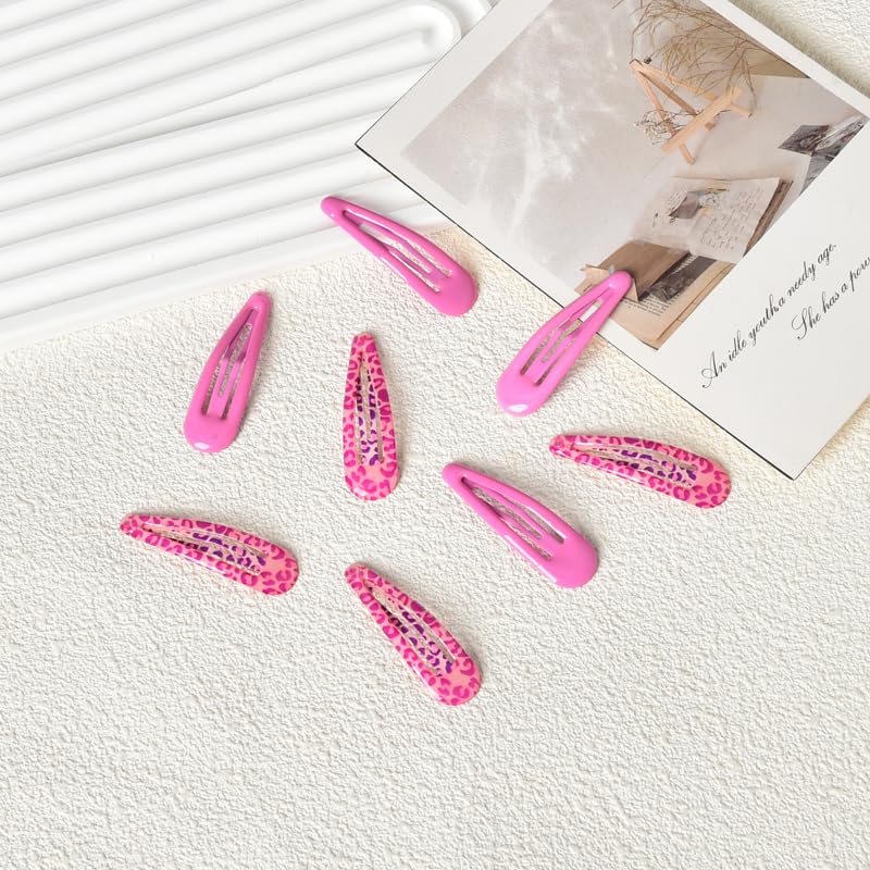 Y2k Pink Snap Hair Clips Leopard Print Barrettes Hairpins Small No-Slip Metal Hair Clips for Thick Thin Hair Styling Decorations