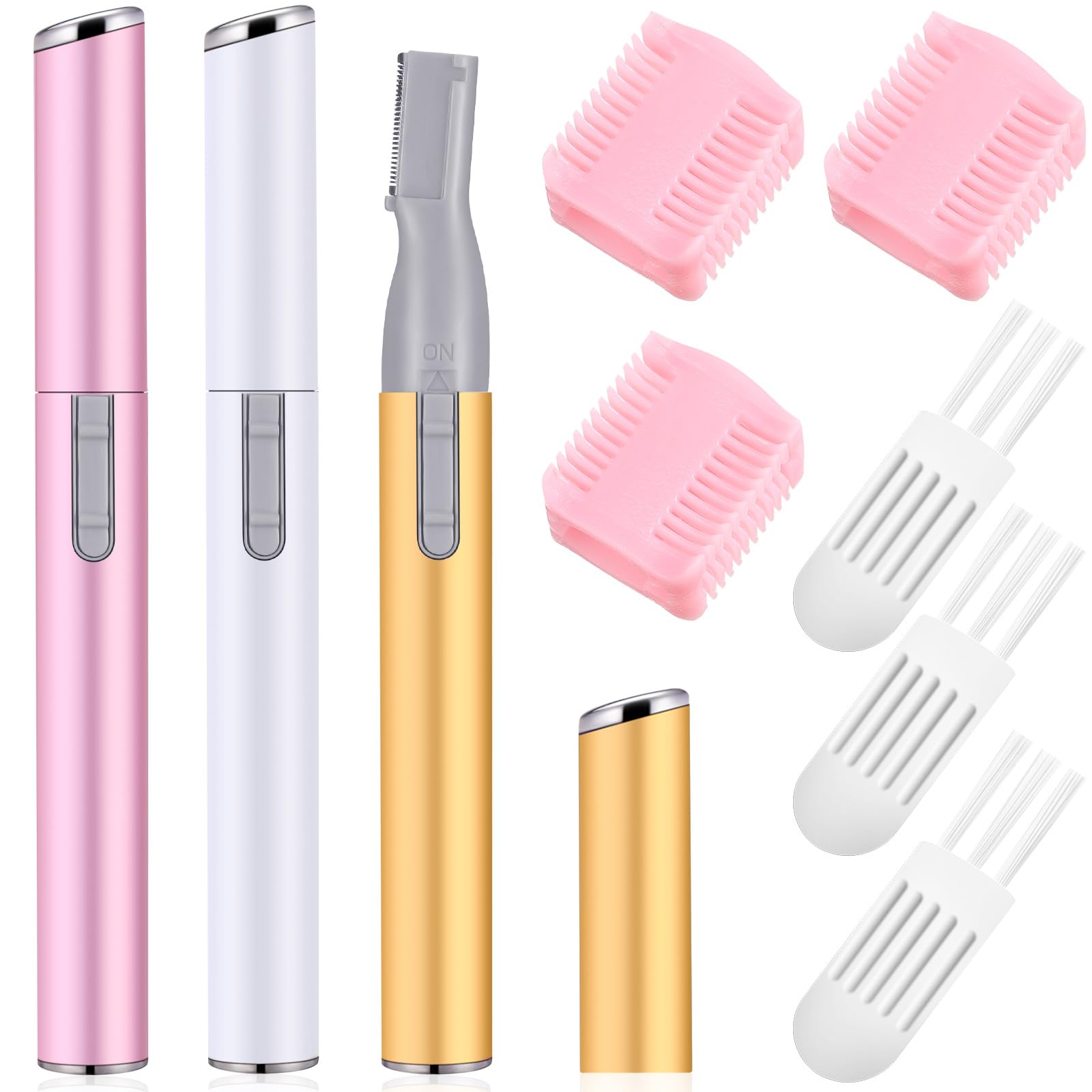 Landhoow 3 Pcs Electric Eyebrow Trimmer Women Precision Eyebrow Hair Trimmers with Comb Christmas Women Gift, Battery Operated P