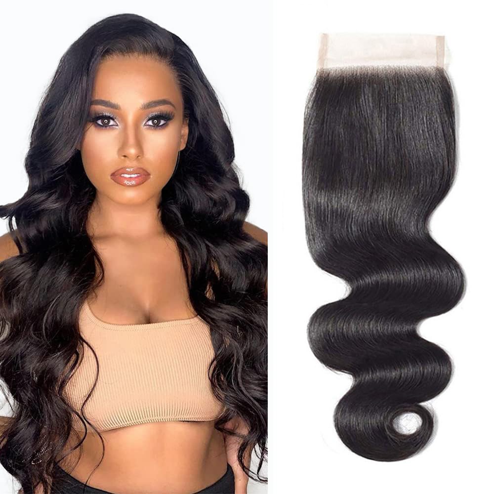 2x6 HD Lace Closure Body Wave Human Hair Lace Closure Kim K Closure Middle Part Closure HD Transparent Body Wave Lace Closure 18