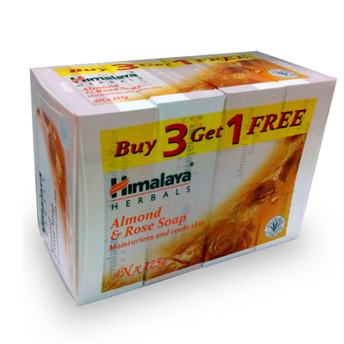 Himalaya Almond And Rose Soap, 125G (Buy 3 Get 1 Free)