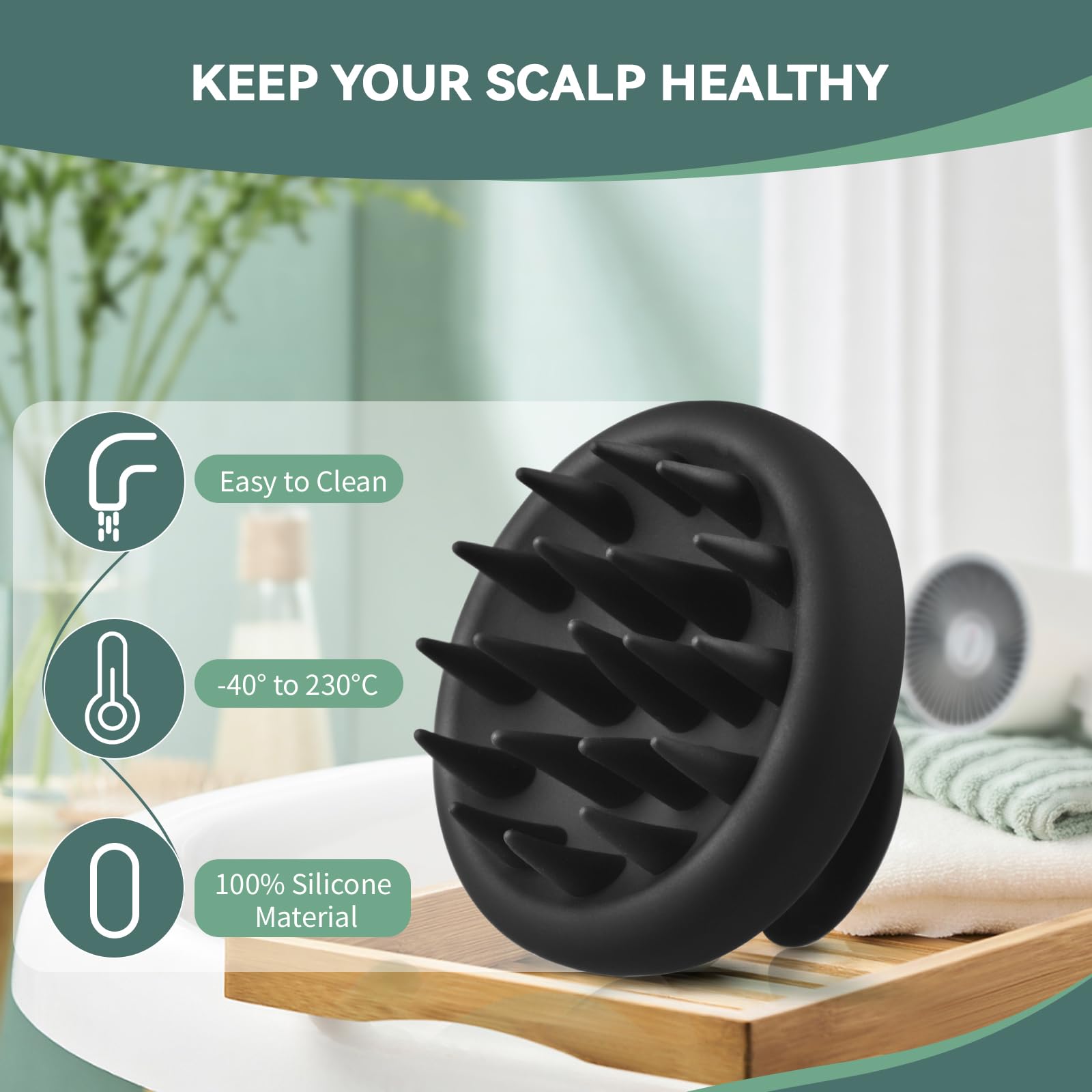 BEAUTLOHAS. Silicone Scalp Massager Hair Scrubber Brush, Silicone Scalp Scrubber with Soft Bristles for Wet Dry Hair, Silicone H