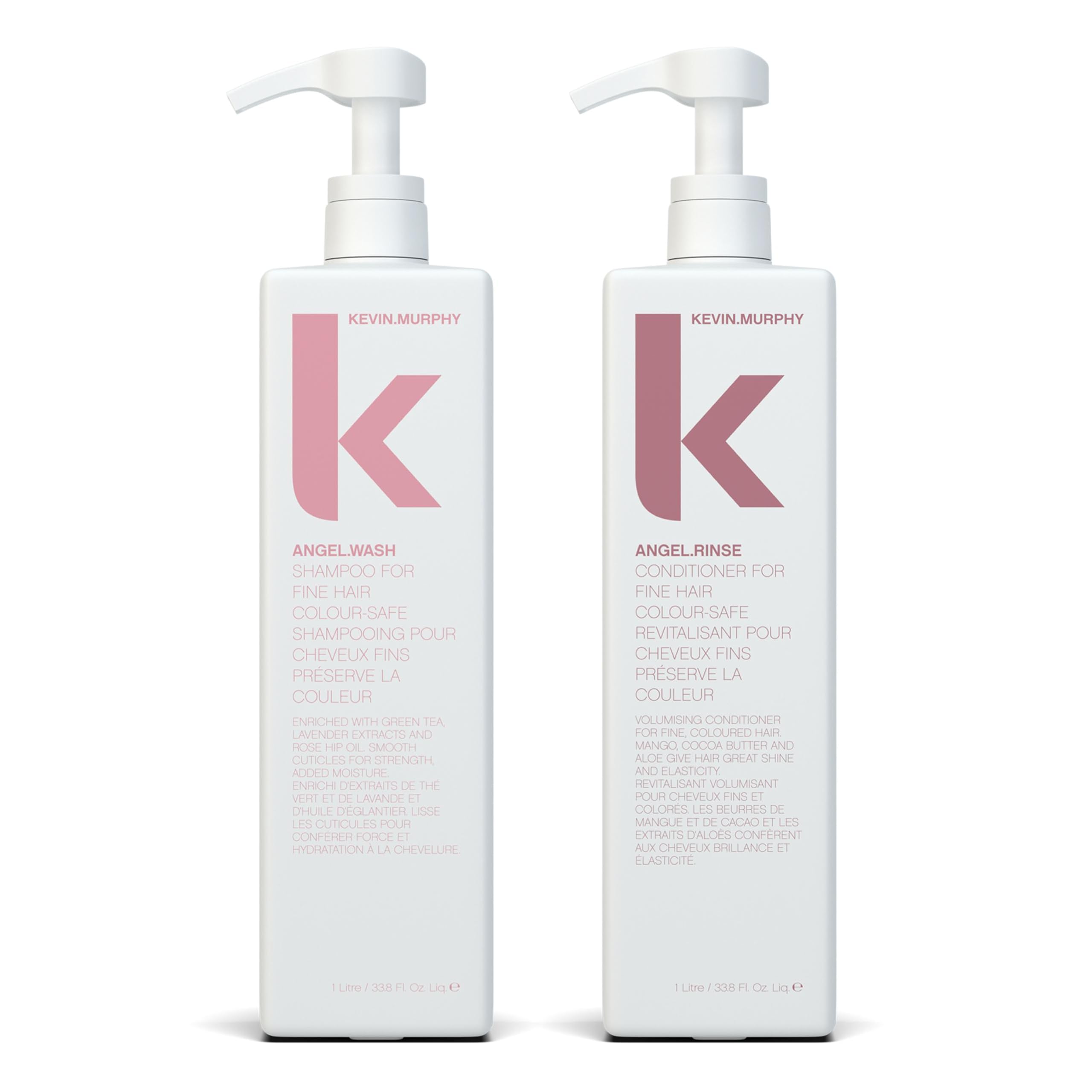 KEVIN.MURPHY ANGEL.WASH & RINSE - Restorative Shampoo & Hair Repair Conditioner - For Fine Coloured Hair - Colour Safe Condition