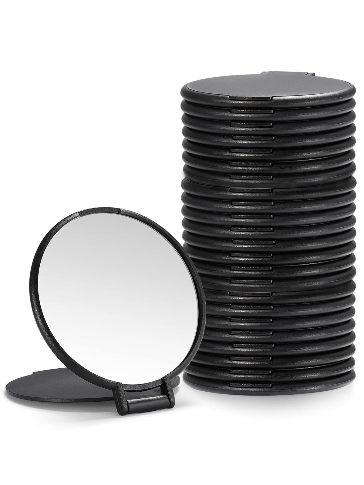 Getinbulk Compact Mirror Bulk, Round Makeup Mirror For Purse, Set Of 24 (Black)