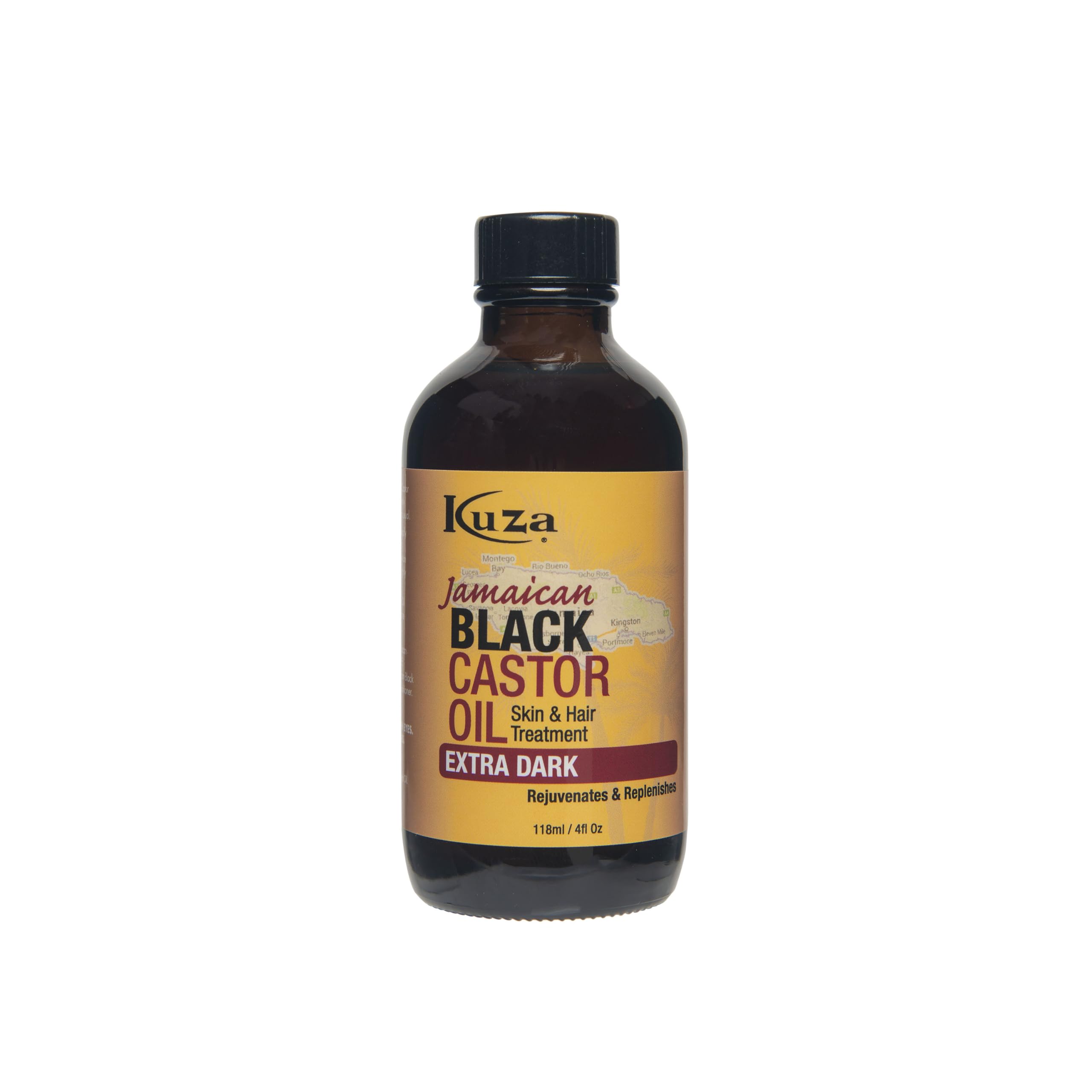 Kuza Jamaican Black Castor Oil, Extra Dark - For Hair & Skin - 4oz. - Rejuvenate, Moisturize, Strengthen & Protect
