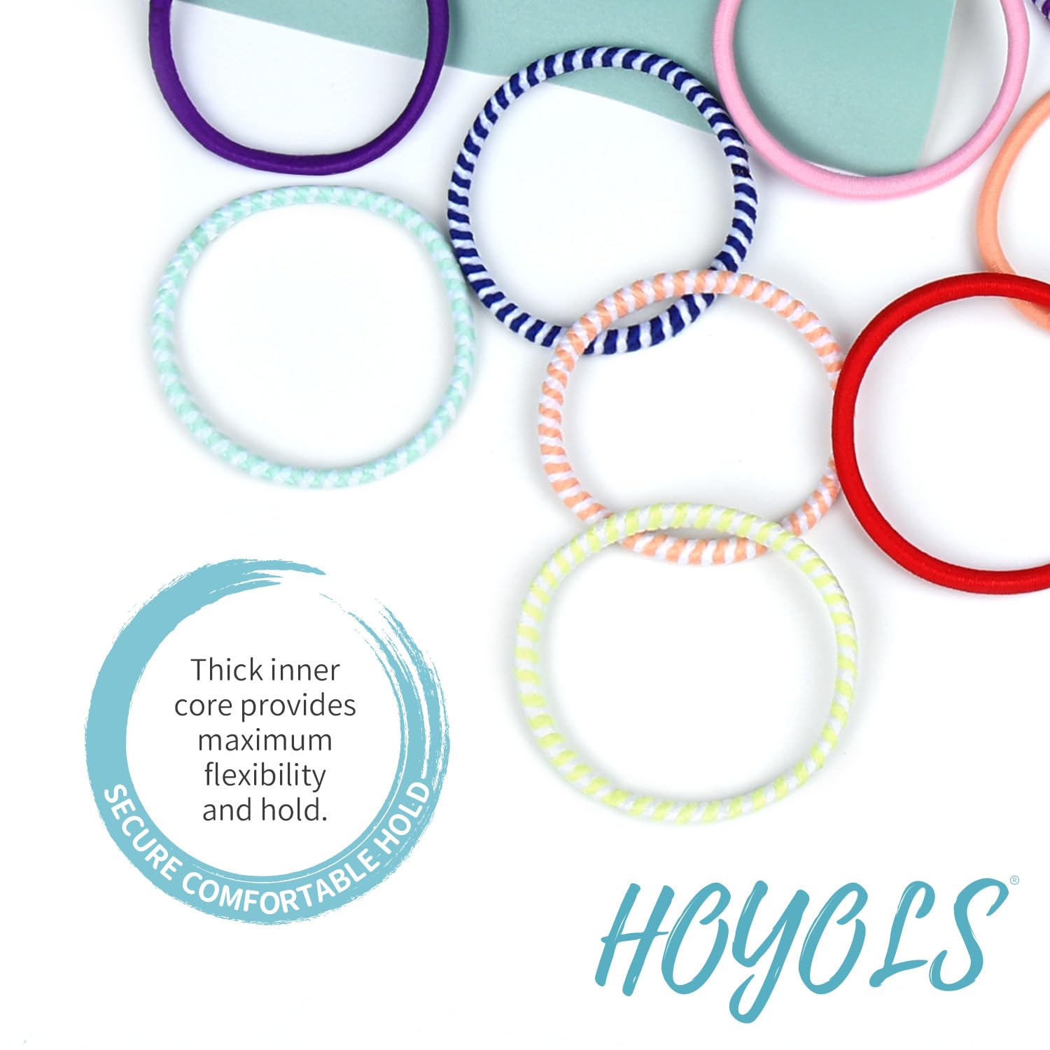 Hoyols Elastic Hair Ties No Damage, 4Mm Hair Bands For Women'S Hair, Thick Ponytail Holders For Girls Men Long Thick Curly Hair