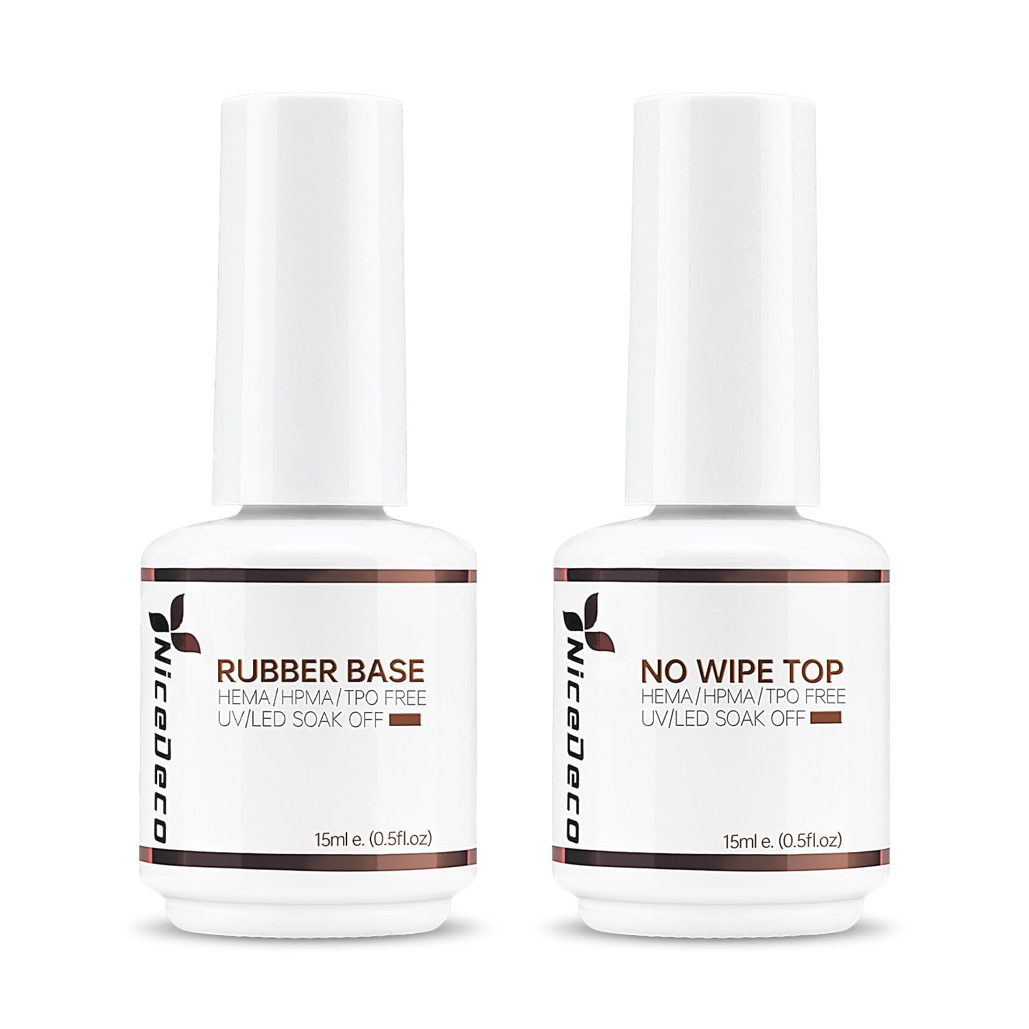 Nicedeco Clear Rubber Base Gel Polish and No Wipe Gel Top Coat