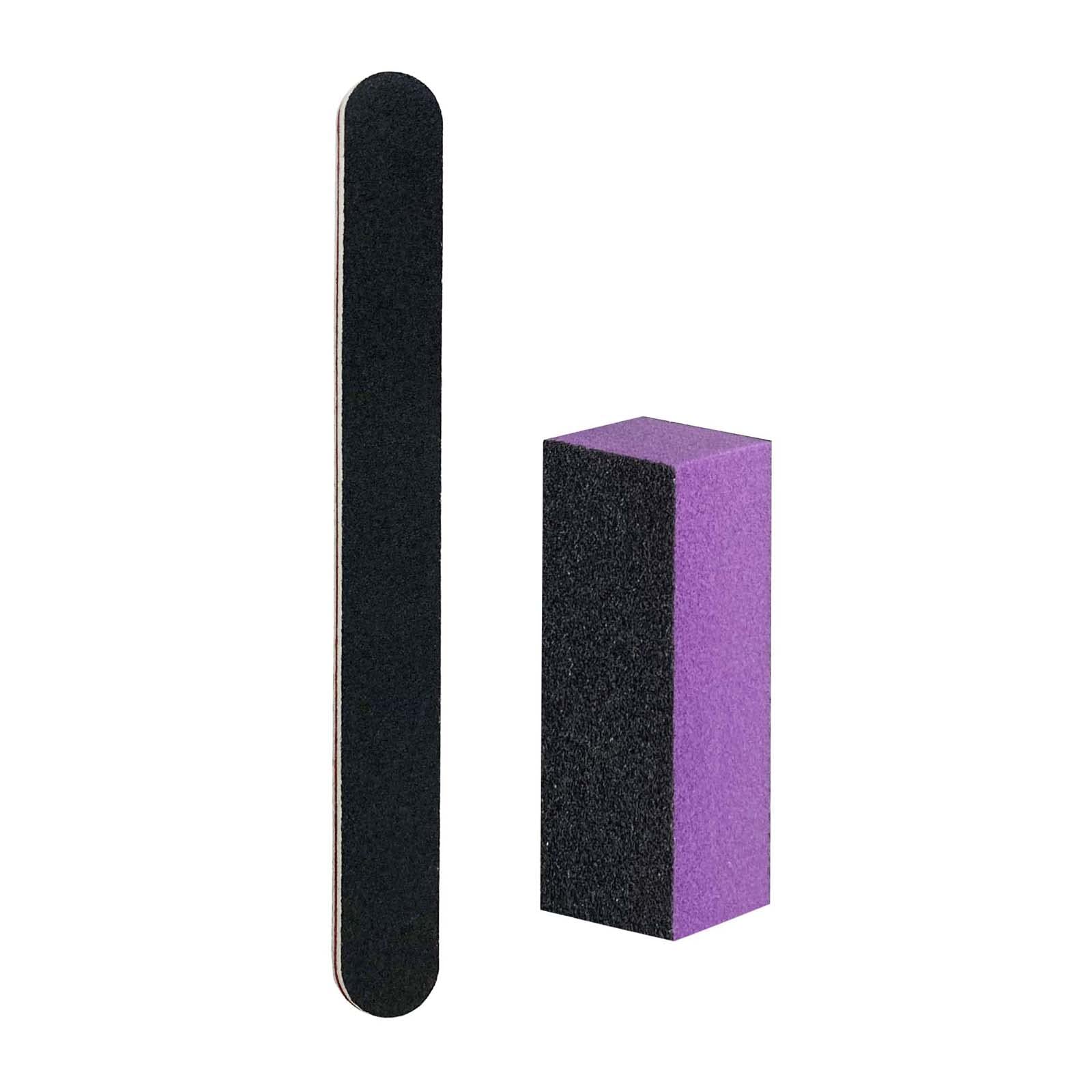 Nail File And Buffer Block, Professional Manicure Tools Kits, 100/180 Grit, Black Nail Pedicure File And Sanding Buffing Grindin