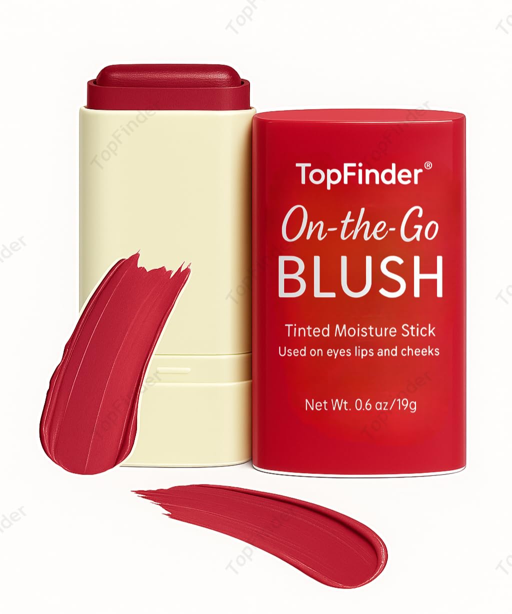 Topfinder On The Go Blush Stick | Highly Pigmented Shimmer Blusher | Blendable & Buildable Tinted, LongLasting | Matte Finish F