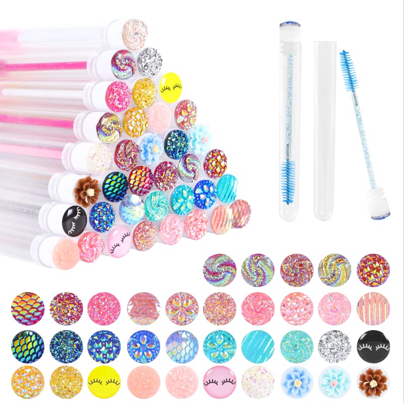 110 Pcs Disposable Mascara Brushes Diamond Eyelash Spoolies Makeup Brush Mascara Wand in Sanitary Tube Lash Supplies