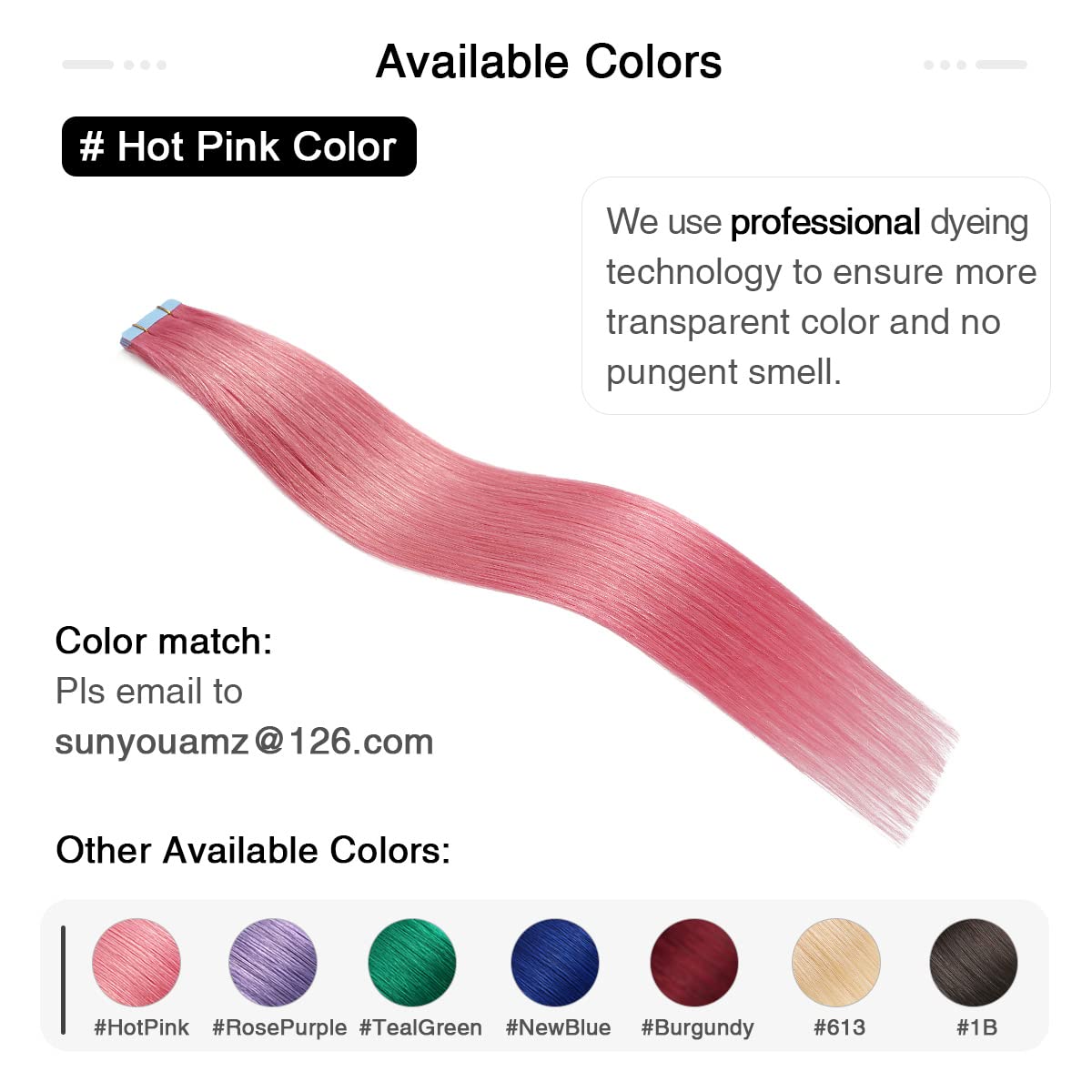 Suyya Tape In Hair Extensions Human Hair Hot Pink Tape In Hair Extensions 14 Inch 10Pcs/Pack Straight Tape In Extensions 20G