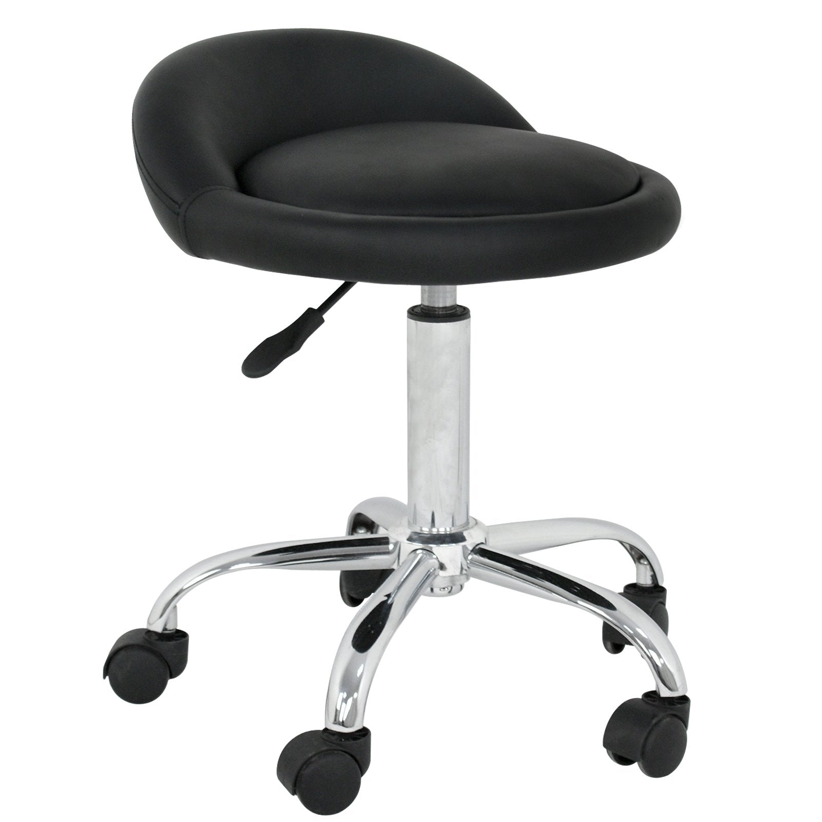 Adjustable Hydraulic Rolling Swivel Salon Stool Chair Tattoo Massage Facial Spa Stool Chair With Back Rest (Pu Leather Cushion)