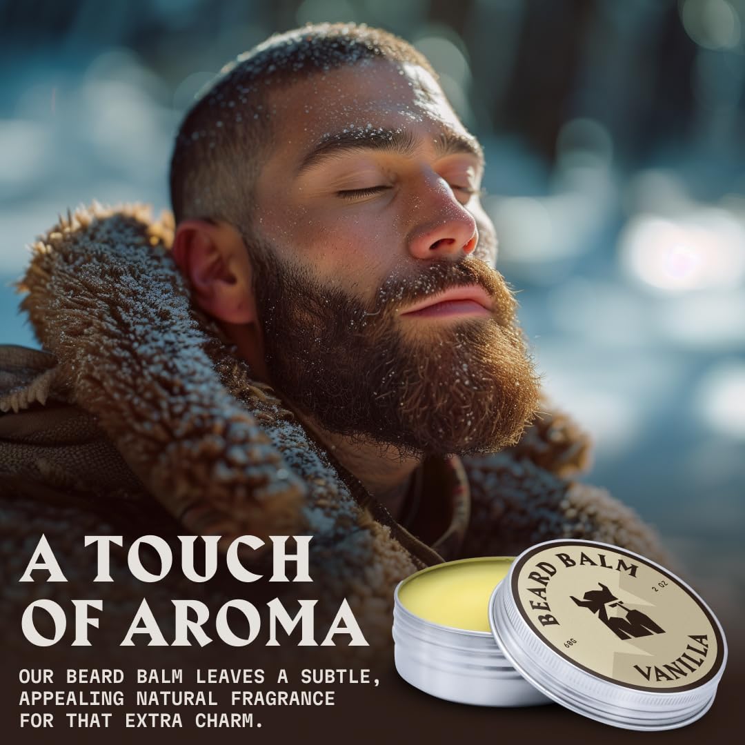 Striking Viking Vanilla Beard Balm - Styles, Strengthens & Softens Beards & Mustaches - Natural Beard Conditioner Wax With Organ