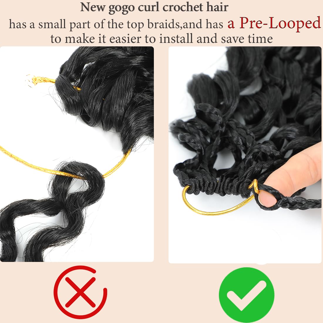 Pre Looped Gogo Curl Crochet Hair 12 Inch 8 Packs Pre Twisted Short Curly Crochet Hair For Black Women Ocean Wave Crochet Hair W