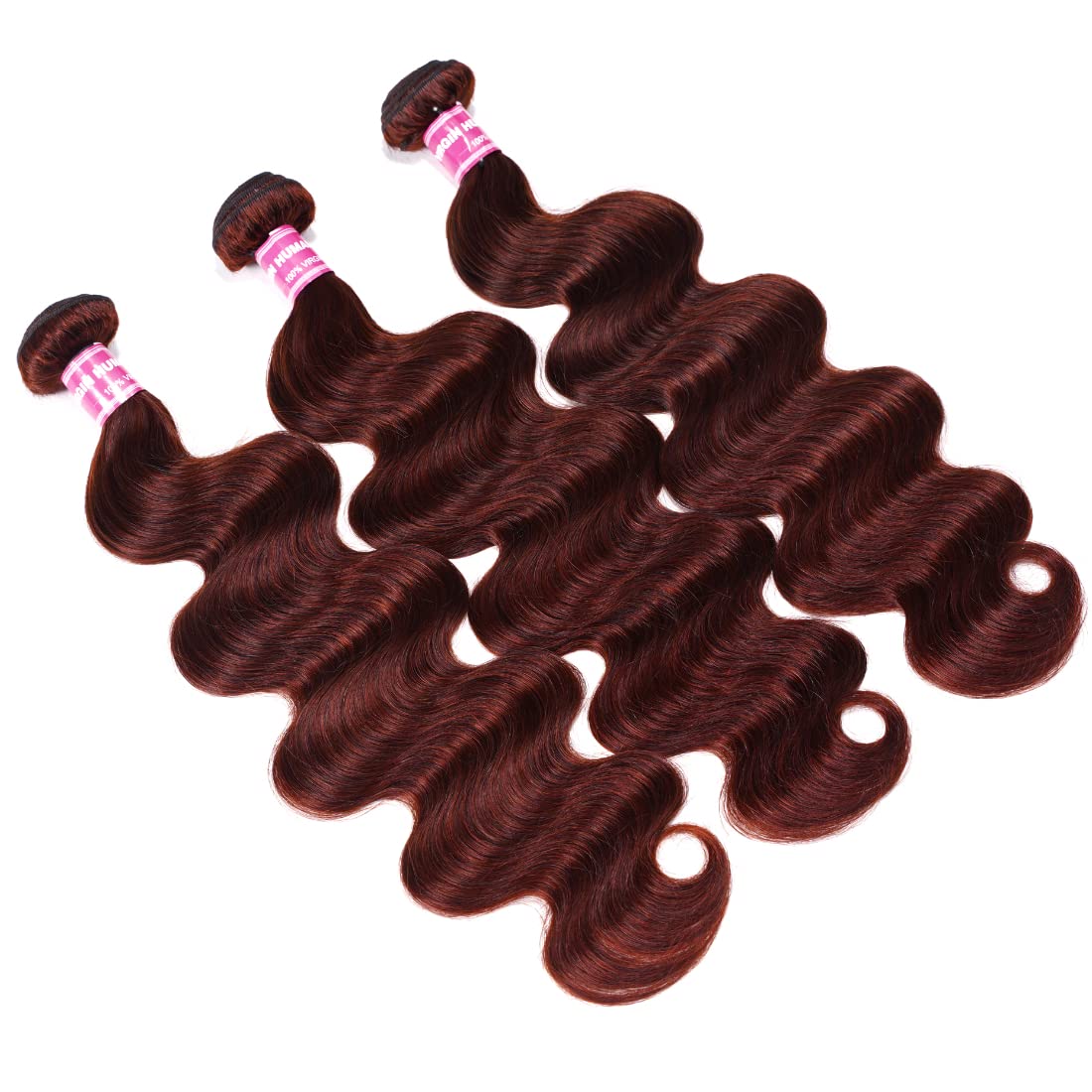 UNICE Reddish Brown Body Wave Human Hair Weave 4 Bundles 14 16 18 20 inch, Brazilian Remy Hair Auburn Brown Copper Red Human Hai