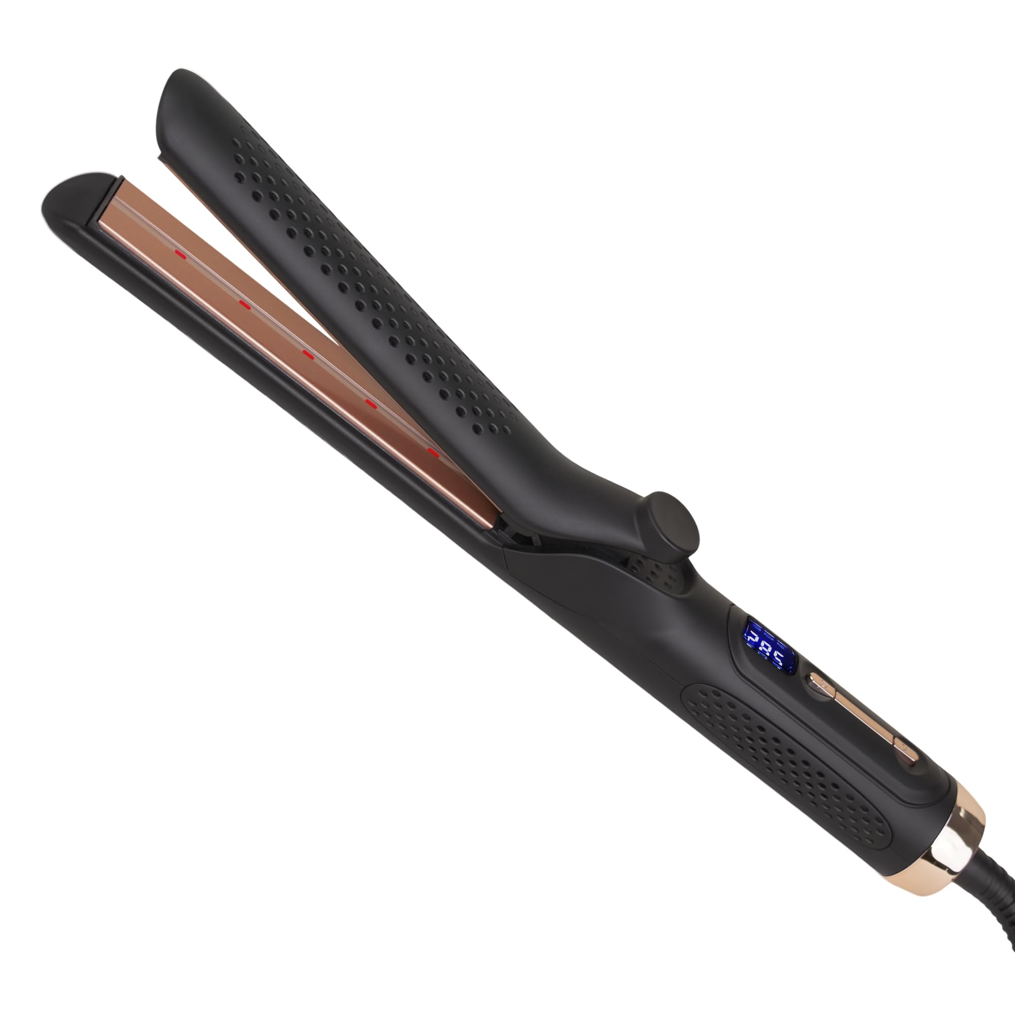 Jon Renau Infrared Duo Styler, Hair Styling Iron with Cooling Fan, Ceramic Plate Curved Barrel for Straightening and Curling, Sa