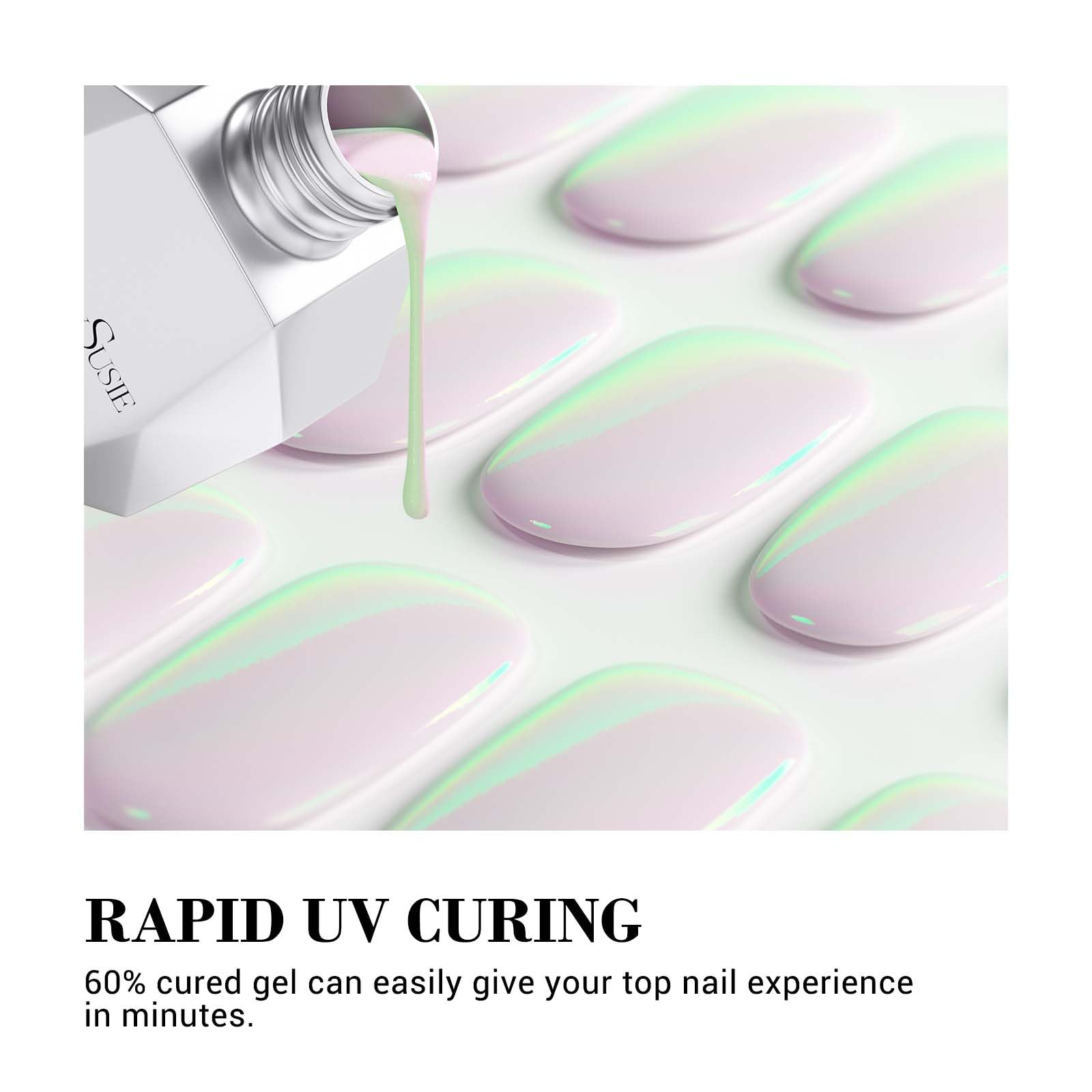 Melodysusie Semi Cured Gel Nail Strips (Glazed Donut Pearl White)- Works With Nail Lamp, Salon-Quality, Long Lasting, Easy To Ap