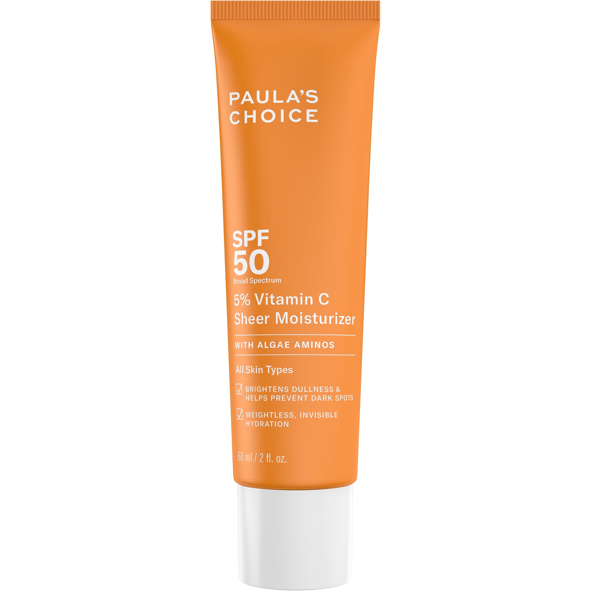 Paulas Choice 5% Vitamin C Sheer Moisturizer Spf 50, Lightweight Invisible Broad-Spectrum Sunscreen, Brightens Dullness, Prevent
