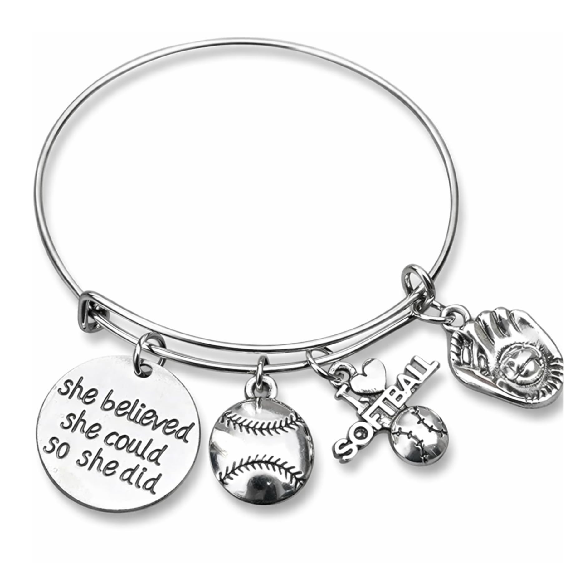 Infinity Collection Softball Bracelet She Believed She Could So She Did Softball Jewelry Gift For Softball Player, Team And Co