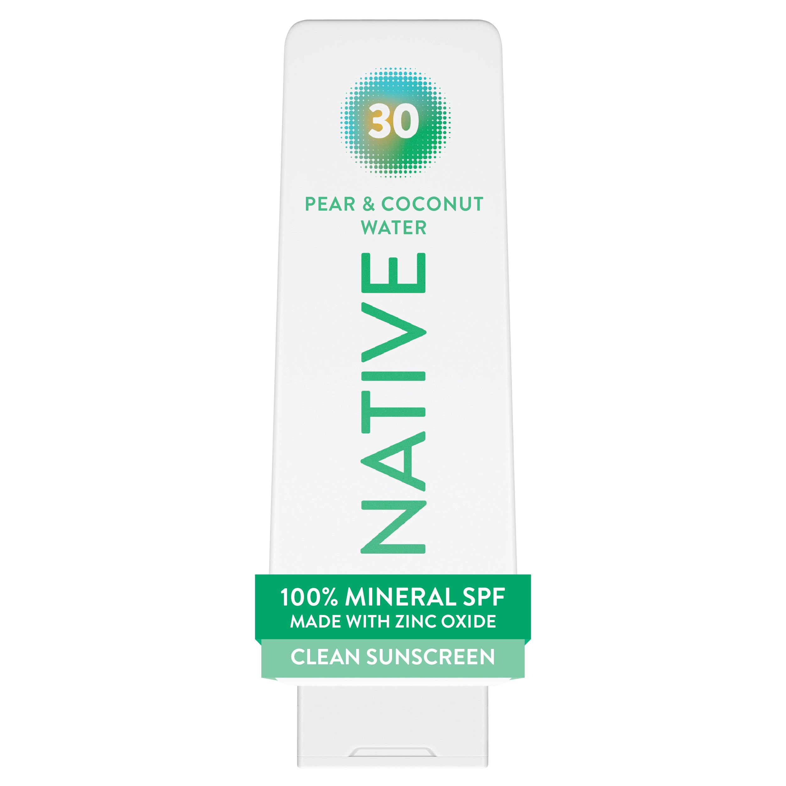 Native Mineral Sunscreen Lotion SPF 30, Pear & Coconut Water Scent, with 100% Mineral Zinc Oxide for Face & Body, Hawaii Complia