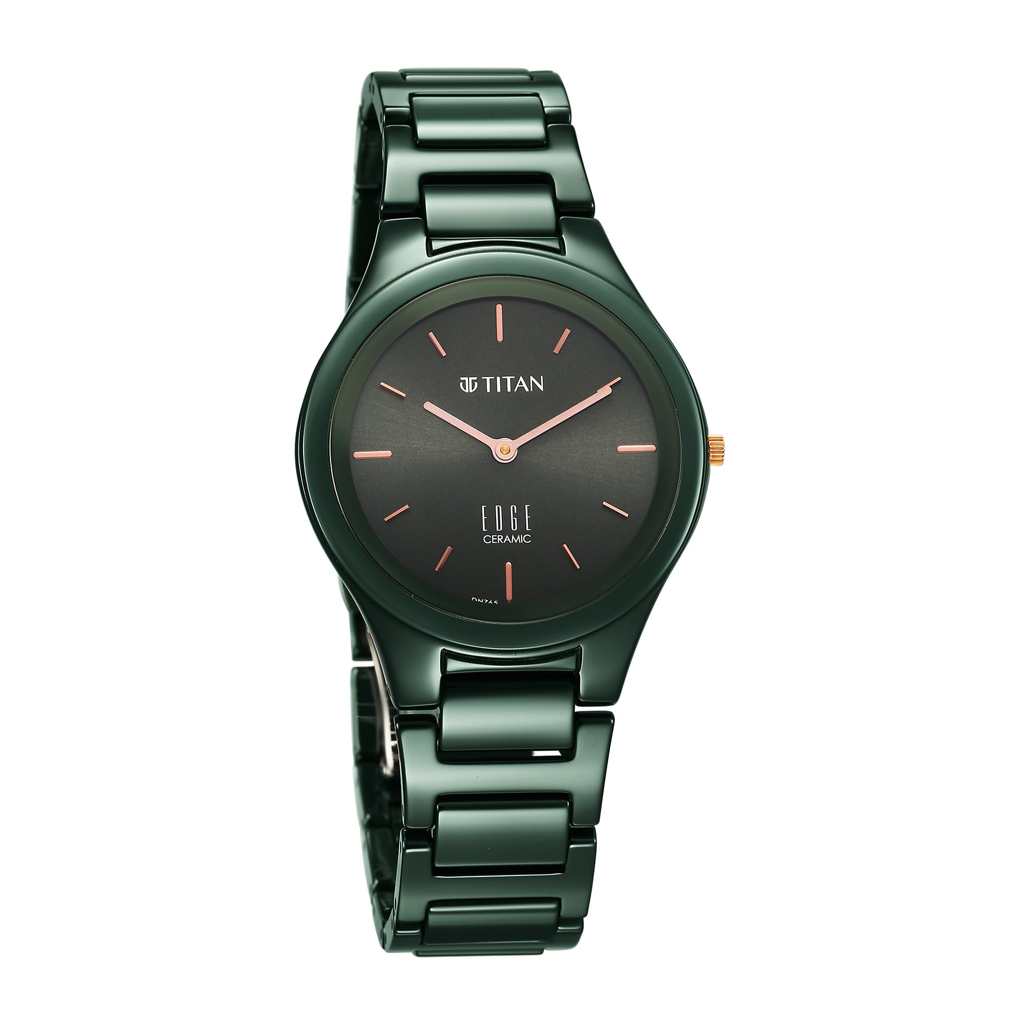 EDGE Titan Ceramic Quartz Analog Green Dial Ceramic Strap Watch for Women-NS2653QC06/NT2653QC06