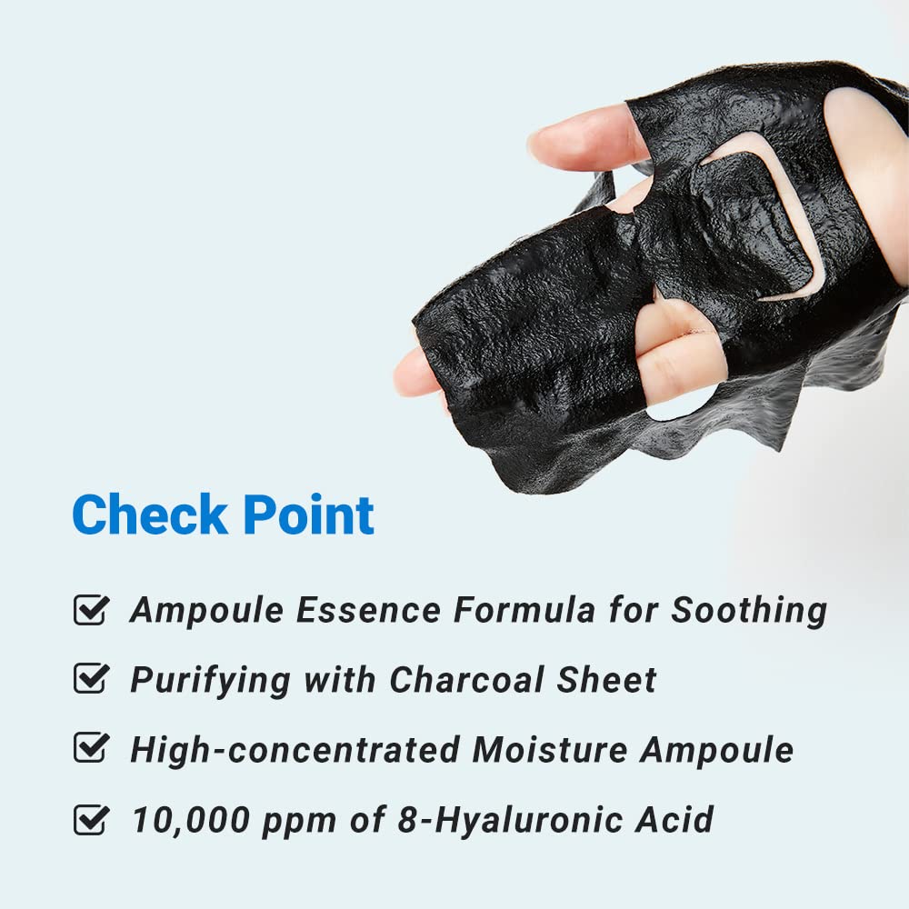 Real Barrier Aqua Soothing Ampoule Face Mask, 10Ea, Low Ph Korean Sheet Mask With Hyaluronic Acid, Cooling, Soothing, Clarifying
