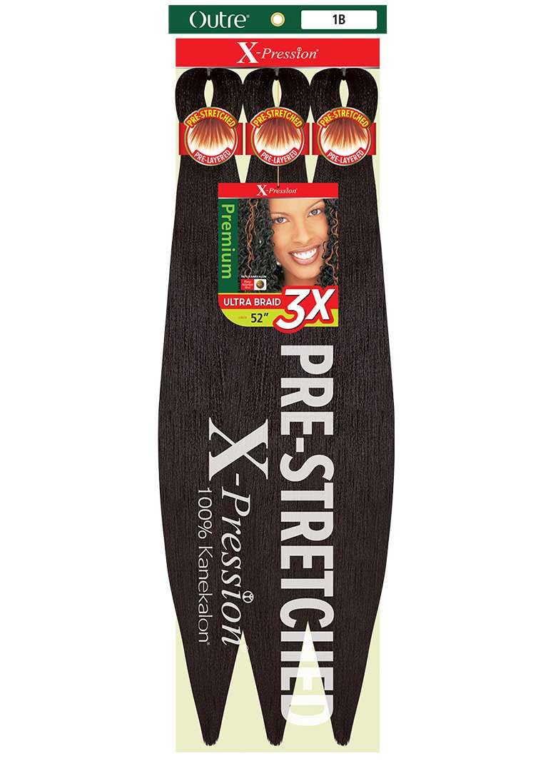 [5 PACK DEAL] Outre X-Pression Braid-Pre Stretched Braid 52'' 3X 5 Packs (2T1B/SILVER GRAY)
