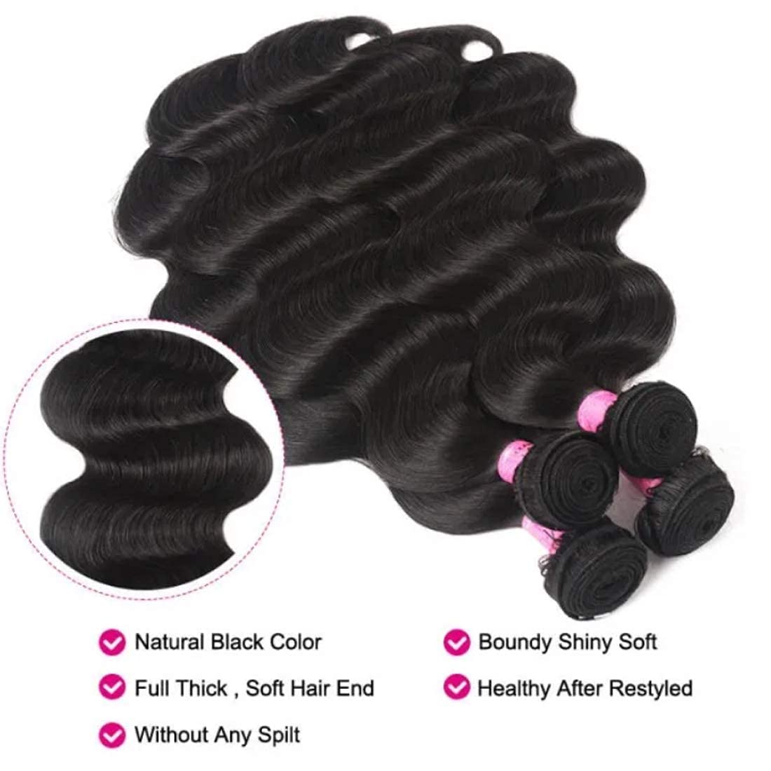 UNICE 10A Malaysian Body Wave Virgin Hair Weave, 12 Inch, Natural Color, 100% Human Hair, Raw Unprocessed, 95-100g/pc