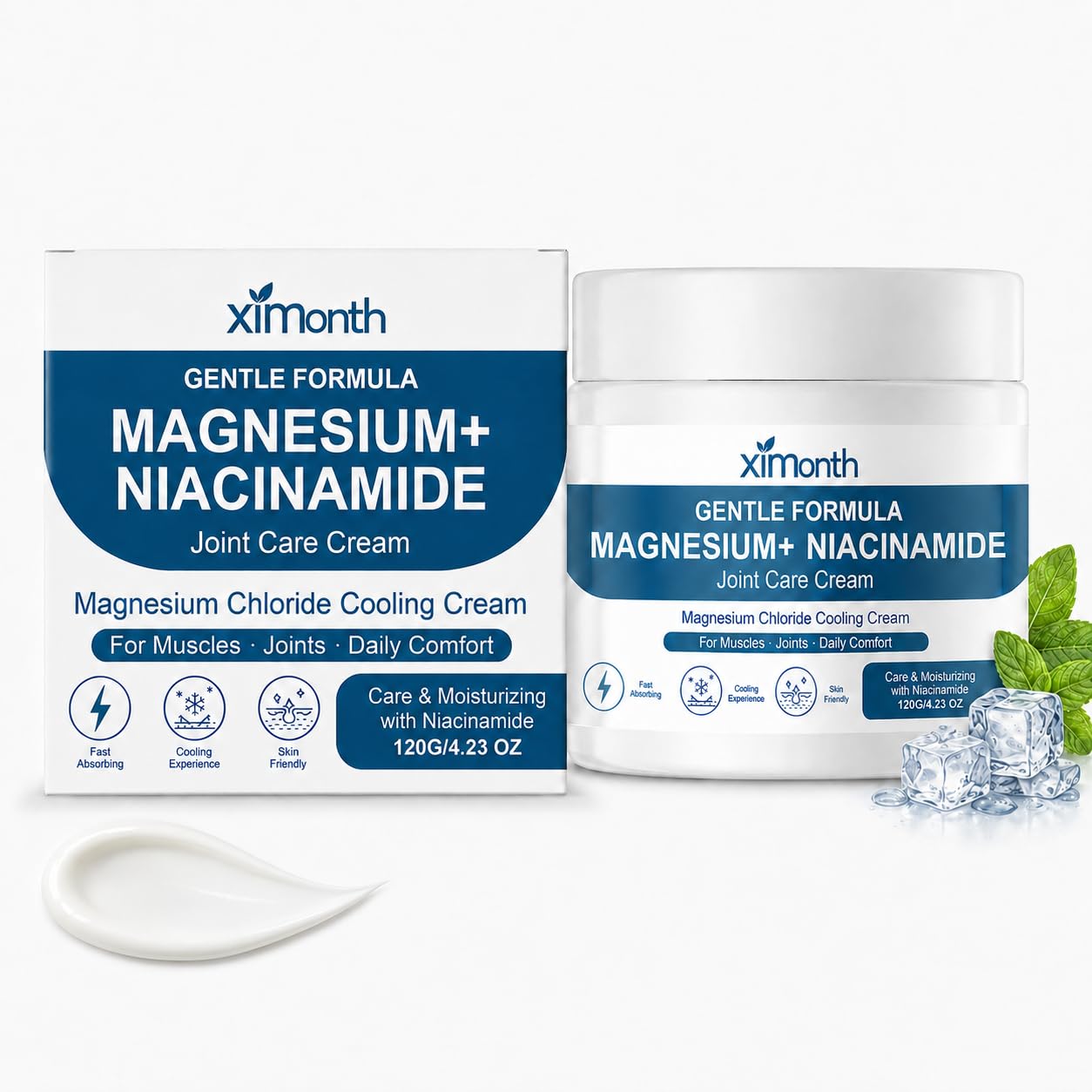 Galriva Magnesium Cream with Niacinamide, Magnesium Chloride Cream for Body, Topical Magnesium Body Cream, Fast Absorbing Coolin