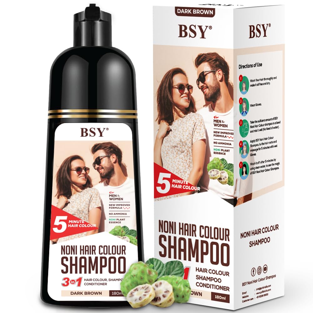 Bsy Noni Hair Color Shampoo - 6 Fl Oz - Pump Pack | No Ammonia | 3 In 1 - Hair Dye Shampoo, Conditioner For Women | Noni Fruit H