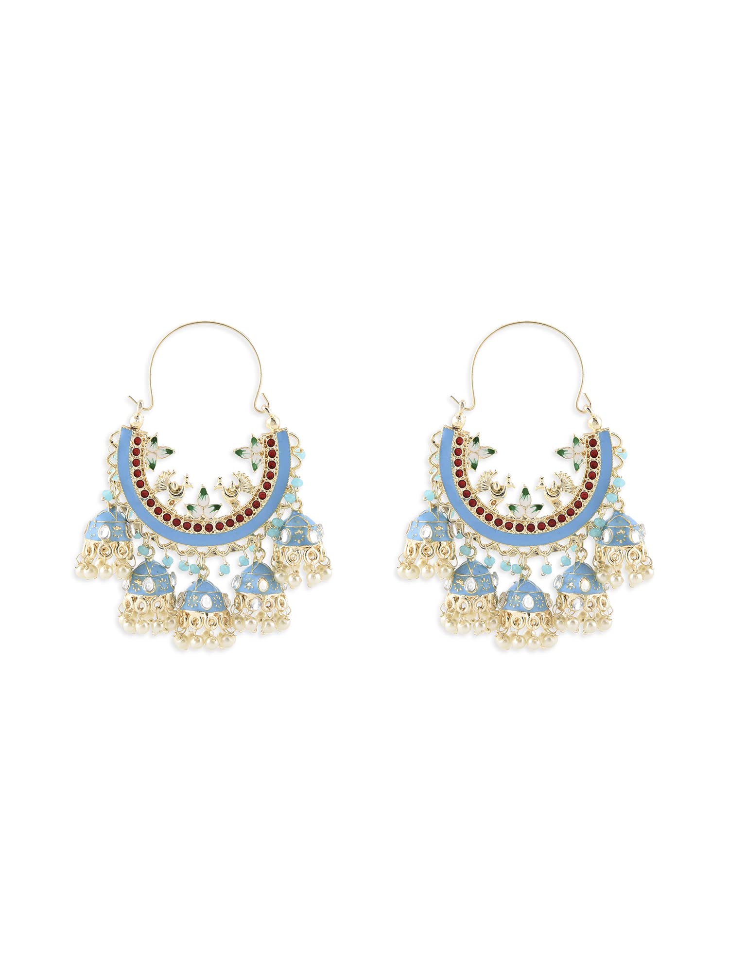 Zaveri Pearls Multicolor Meenakari Jhumki Drops Crescent Hoop Earring For WomenZpfk14622