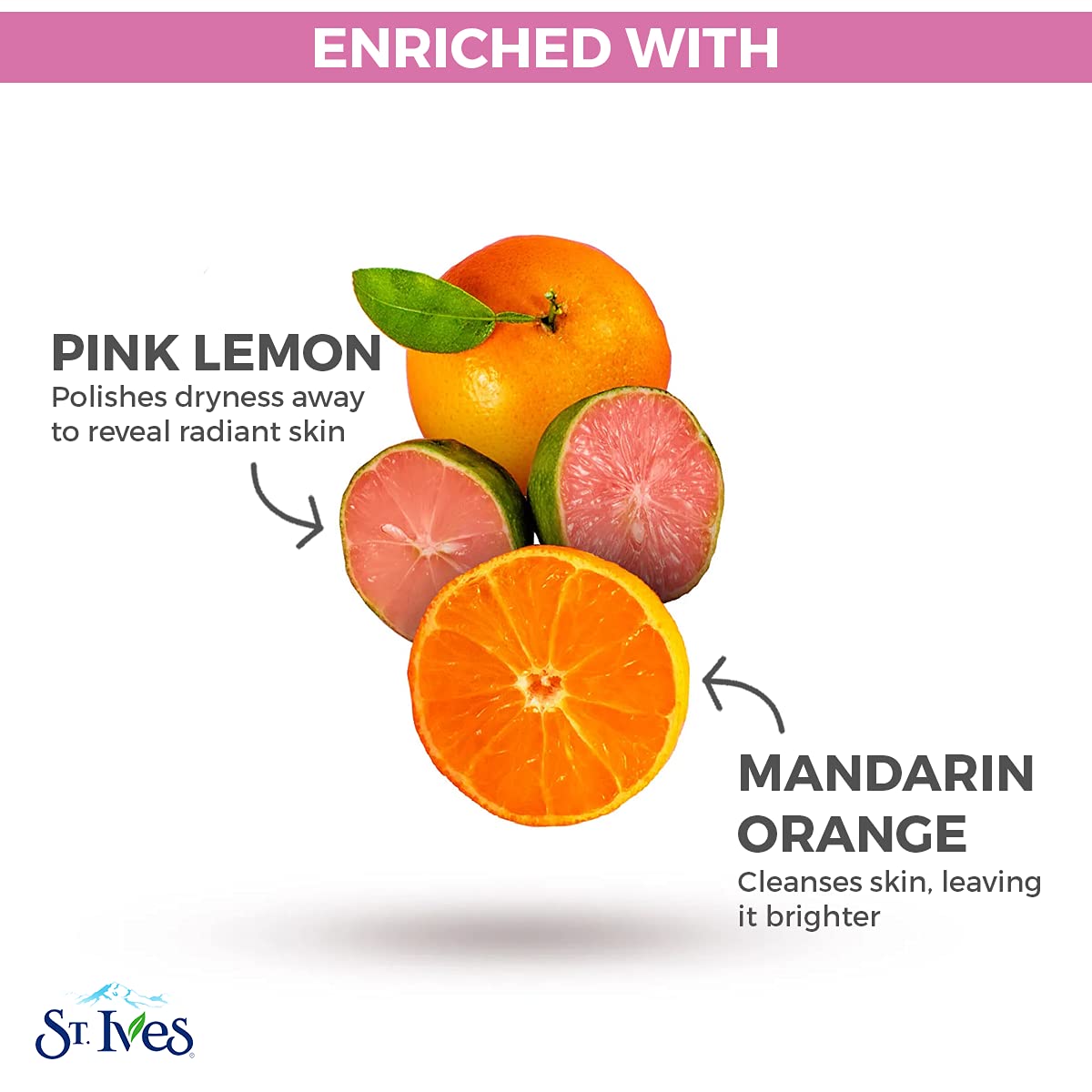 St. Ives Radiant Skin Face Scrub For Dull Skin Pink Lemon And Mandarin Orange Dermatologist-Tested Face Wash Scrub With 100 Perc