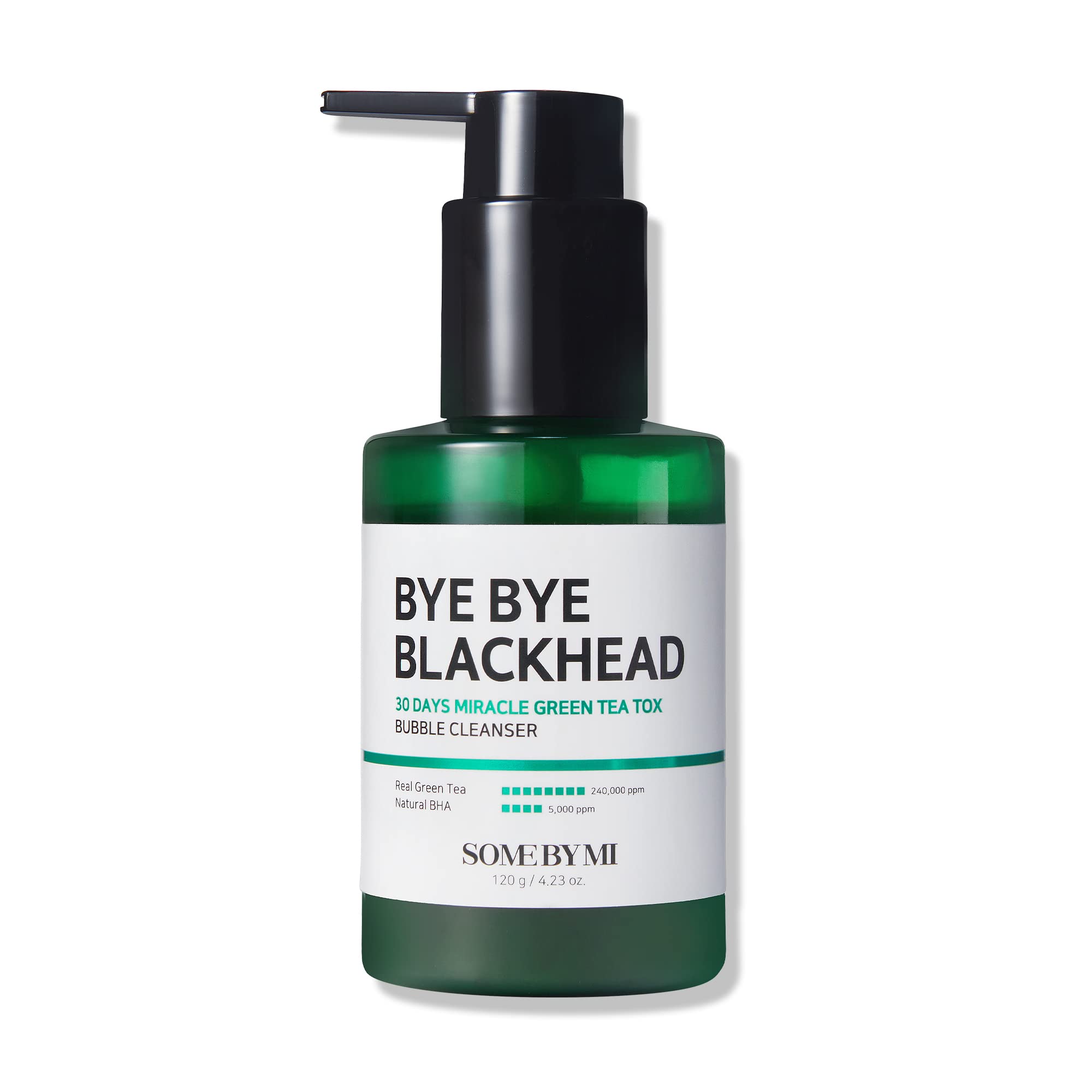 Some By Mi Bye Bye Blackhead 30 Days Miracle Green Tea Tox Bubble Cleanser - 423 Oz, 120G - Pore Cleaning, Brightening And Resto