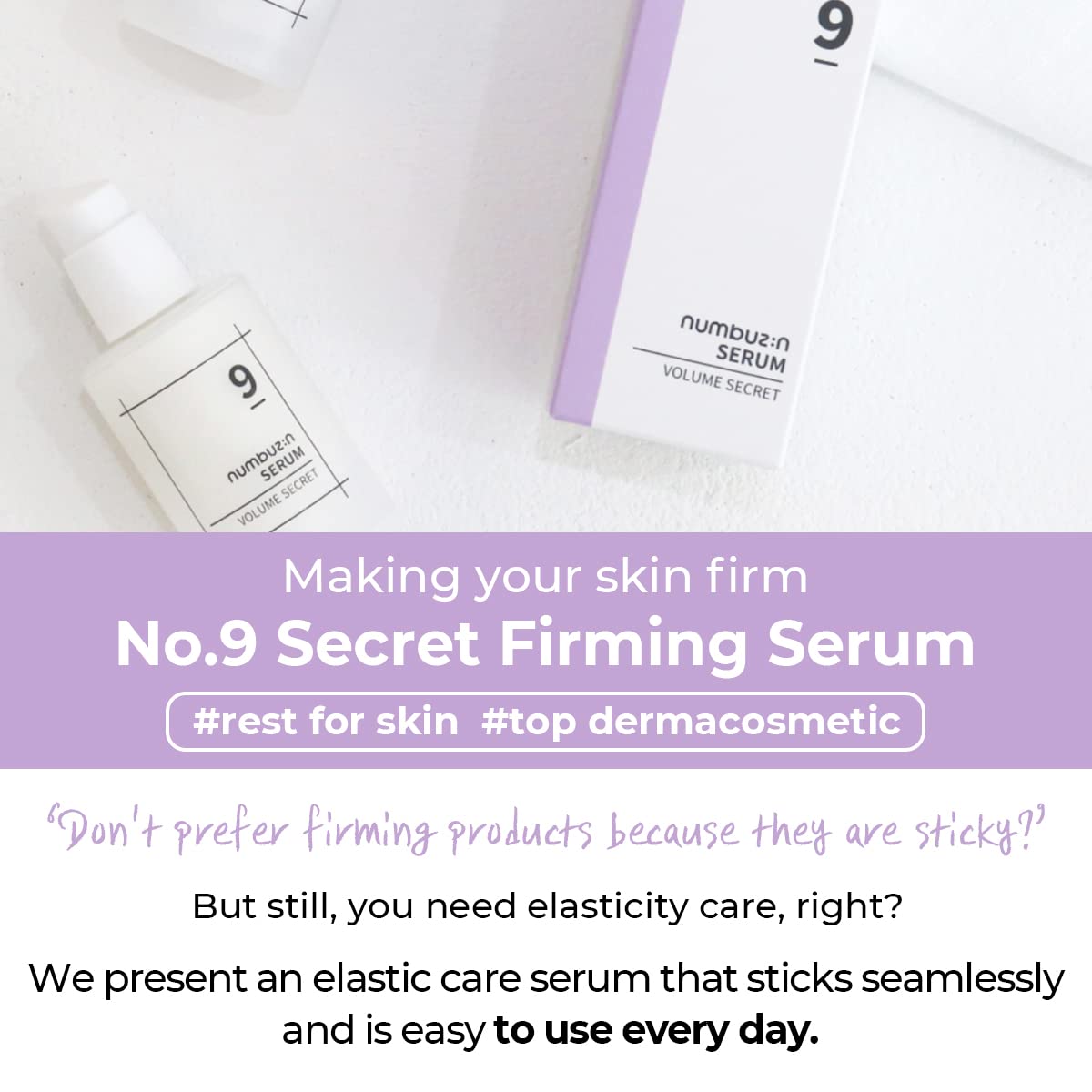 numbuzin No.9 Secret Firming Serum | Anti-Aging Treatment with Peptides & Niacinamide | 1.69 Fl Oz | Korean Skin Care