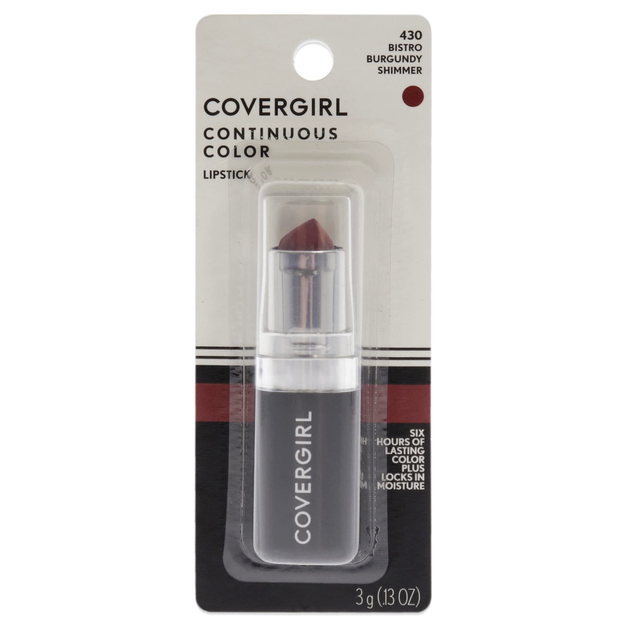 CoverGirl Continuous Color Lipstick  430 Bistro Burgundy Lipstick Women 0.13 oz
