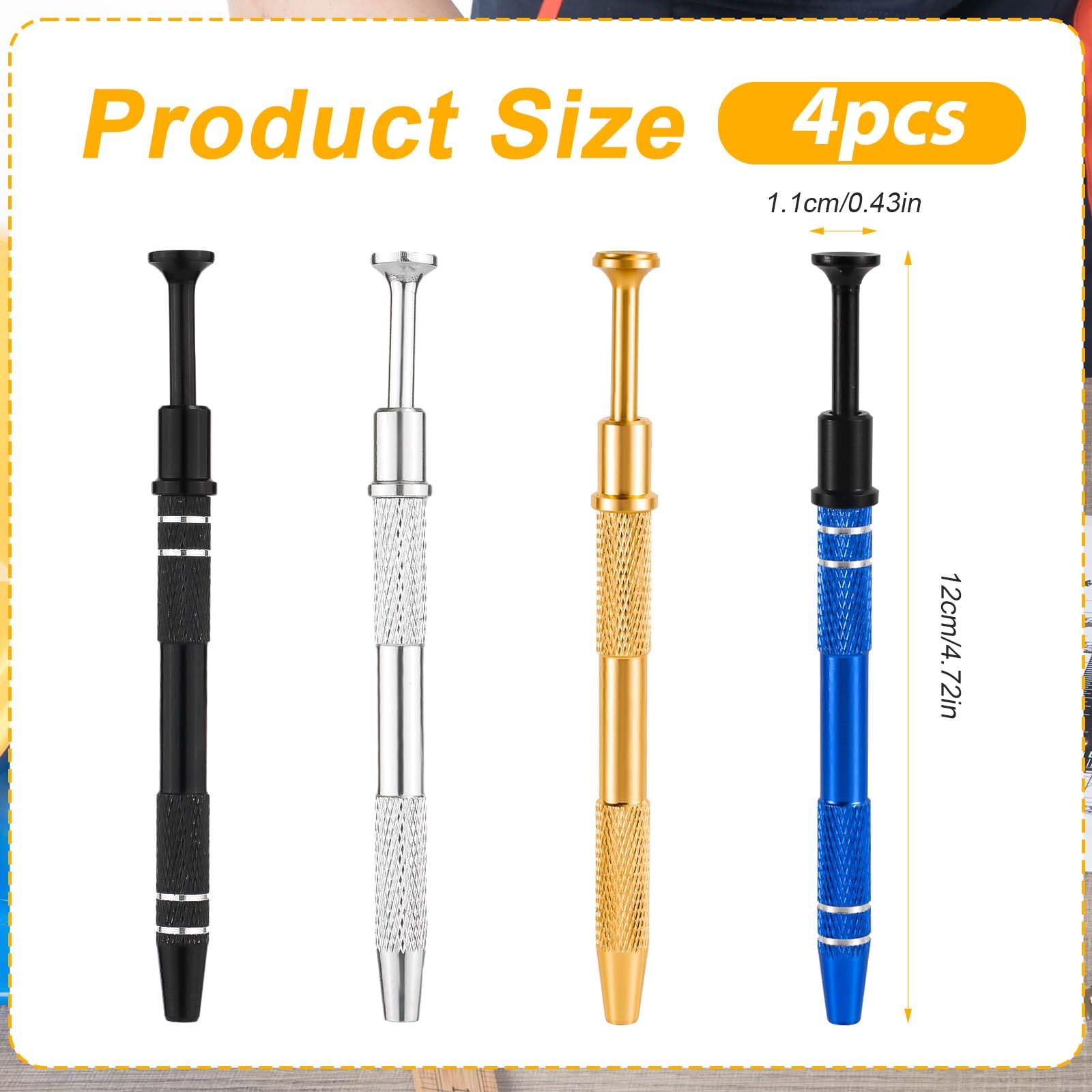4Pcs 4-Claw Jewelry Pick Up Tool, Stainless Steel Piercing Ball & Jewelry Grabber Ic Chip Pickup Tool Diamond Tweezers Prong Hol