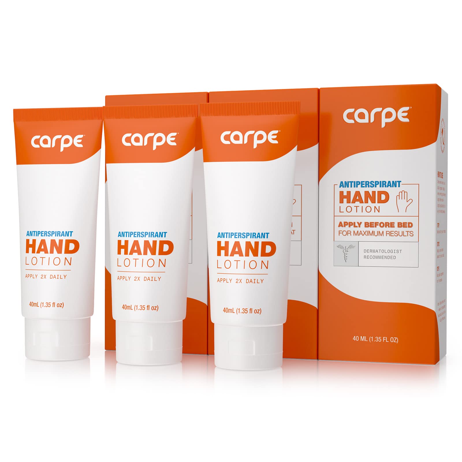 Carpe Antiperspirant Hand Lotion (Pack of 3), A dermatologist-recommended smooth lotion that helps stop hand sweat, great for hy