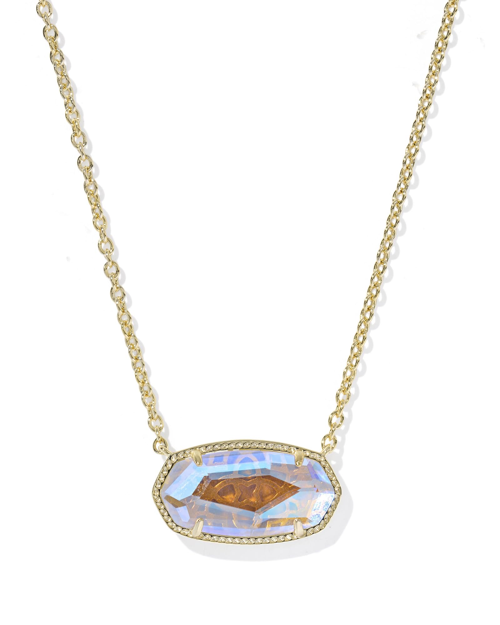 Kendra Scott Elisa Statement Short Pendant Necklace in Dichroic Glass, 14k Gold-Plated Brass, Fashion Jewelry for Women
