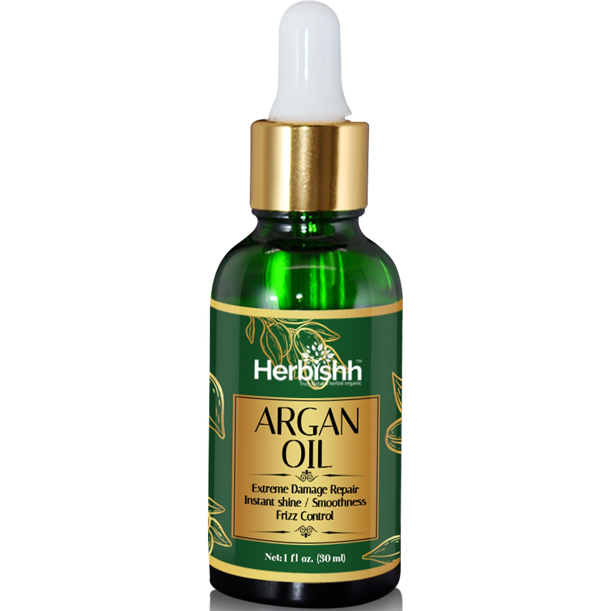 Herbishh Amazing Argan Oil, Pure Moroccan Argan Oil for Skin & Hair, Repair Damaged Hair, Deep Nourish Anti-UV-30ML-(3pack)