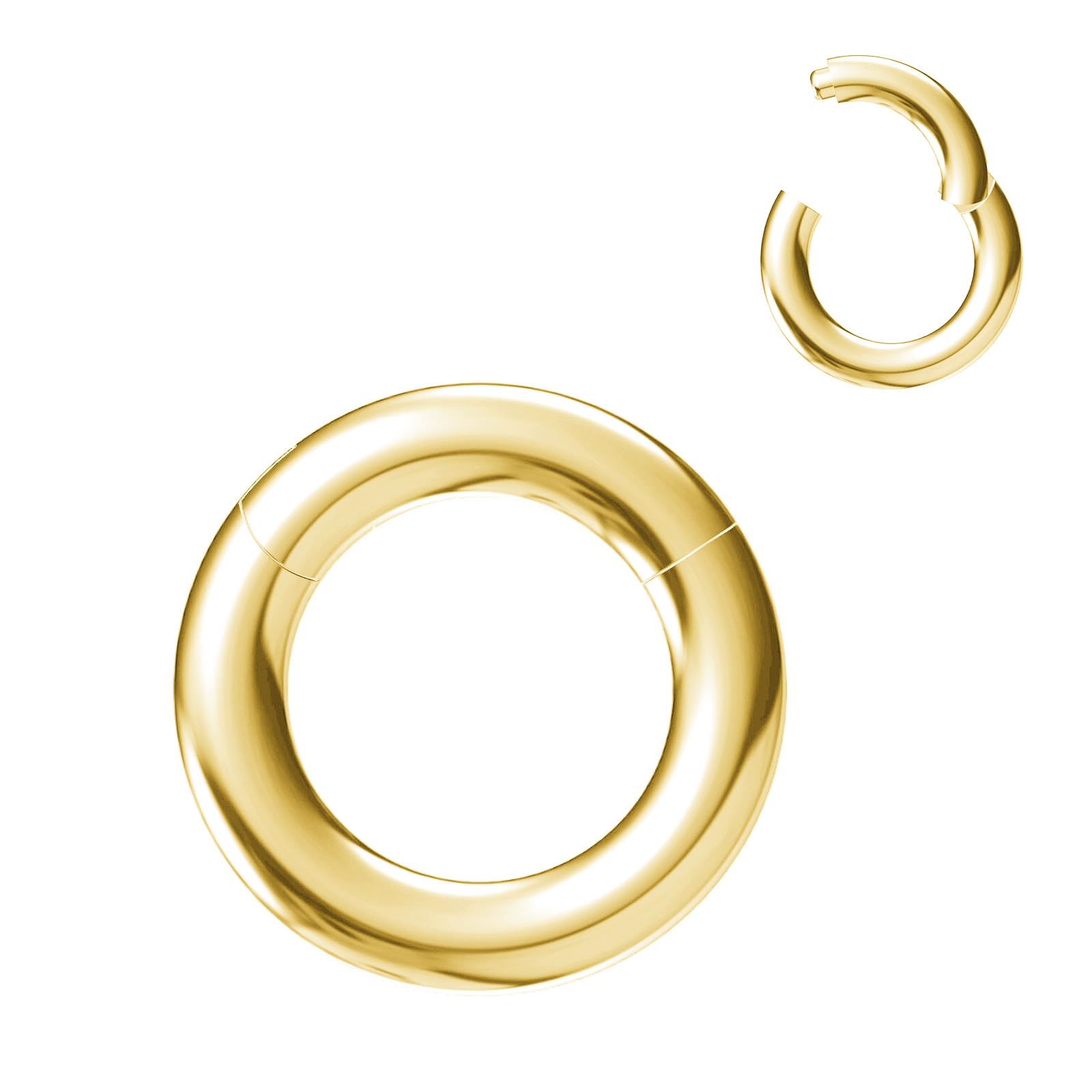 NewkeepsR 8G  8mm(5/16) Gold Large Gauge 316L Surgical Steel Septum Hinged Clicker Segment Orbital Conch Ring