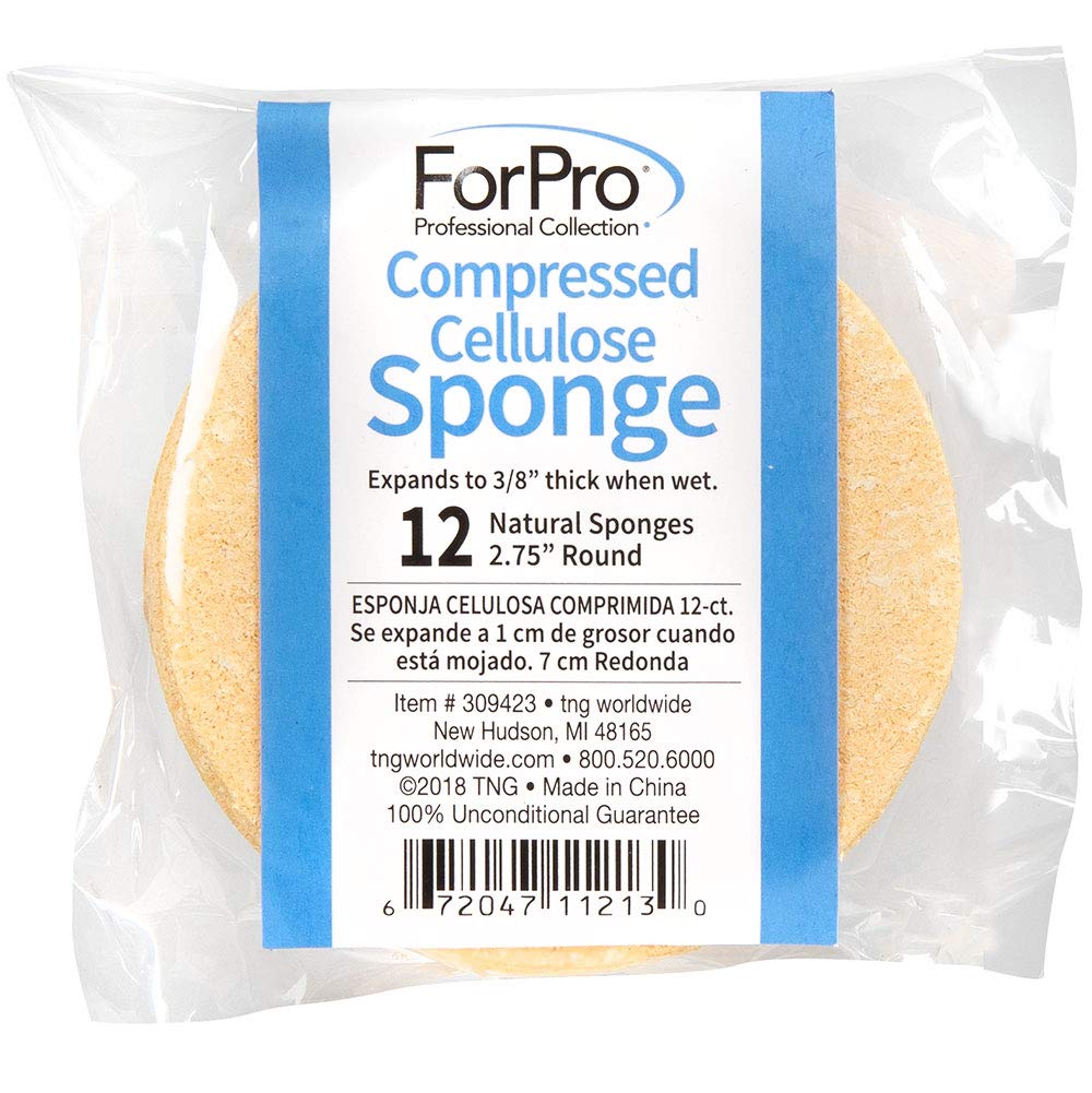 ForPro Compressed Cellulose Sponge - Round Face and Body Sponge - Natural Yellow - 2.75 - 12-Count