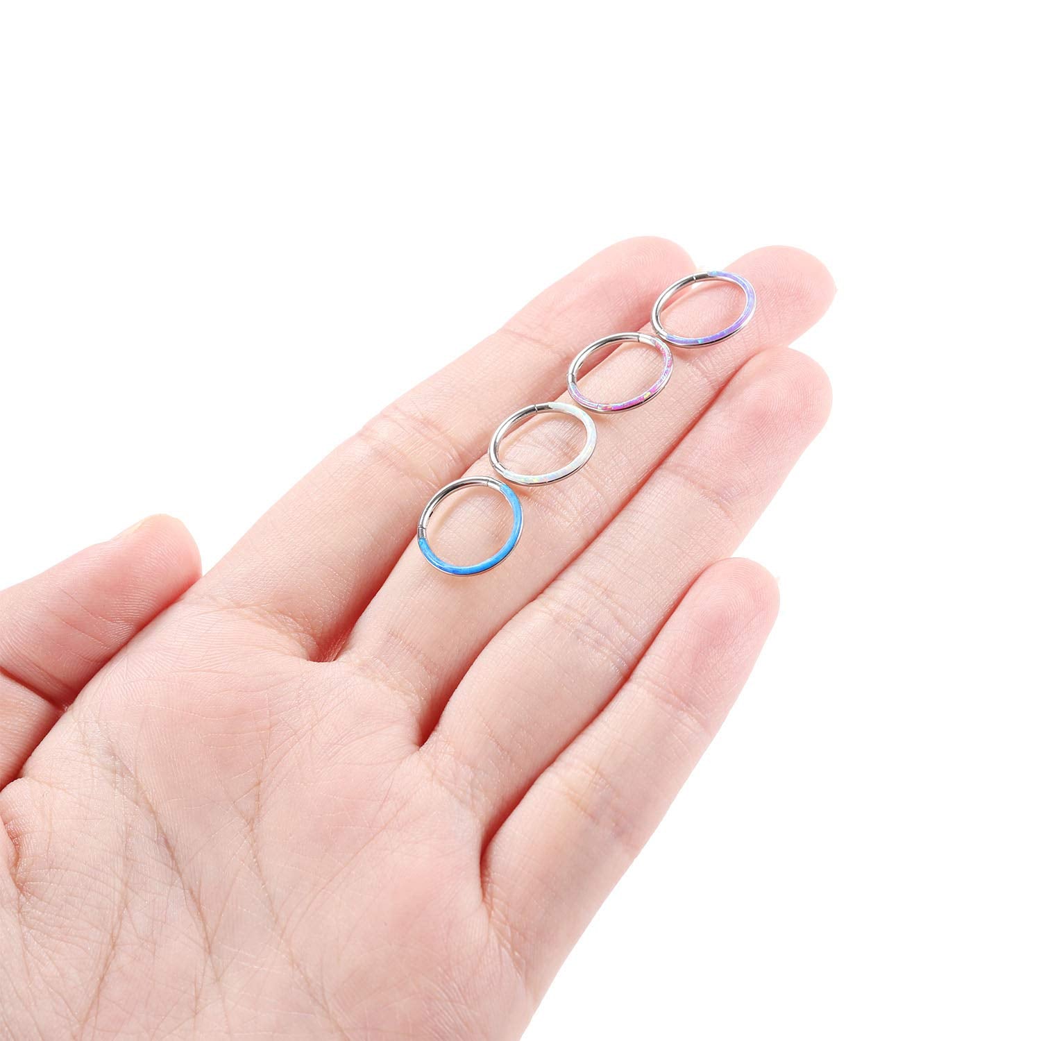 FUNLMO 16G Septum Ring 10mm Daith Rook Earrings Clicker Nose Rings Helix Daith Septum Rook Conch Piercing Jewelry Surgical Steel